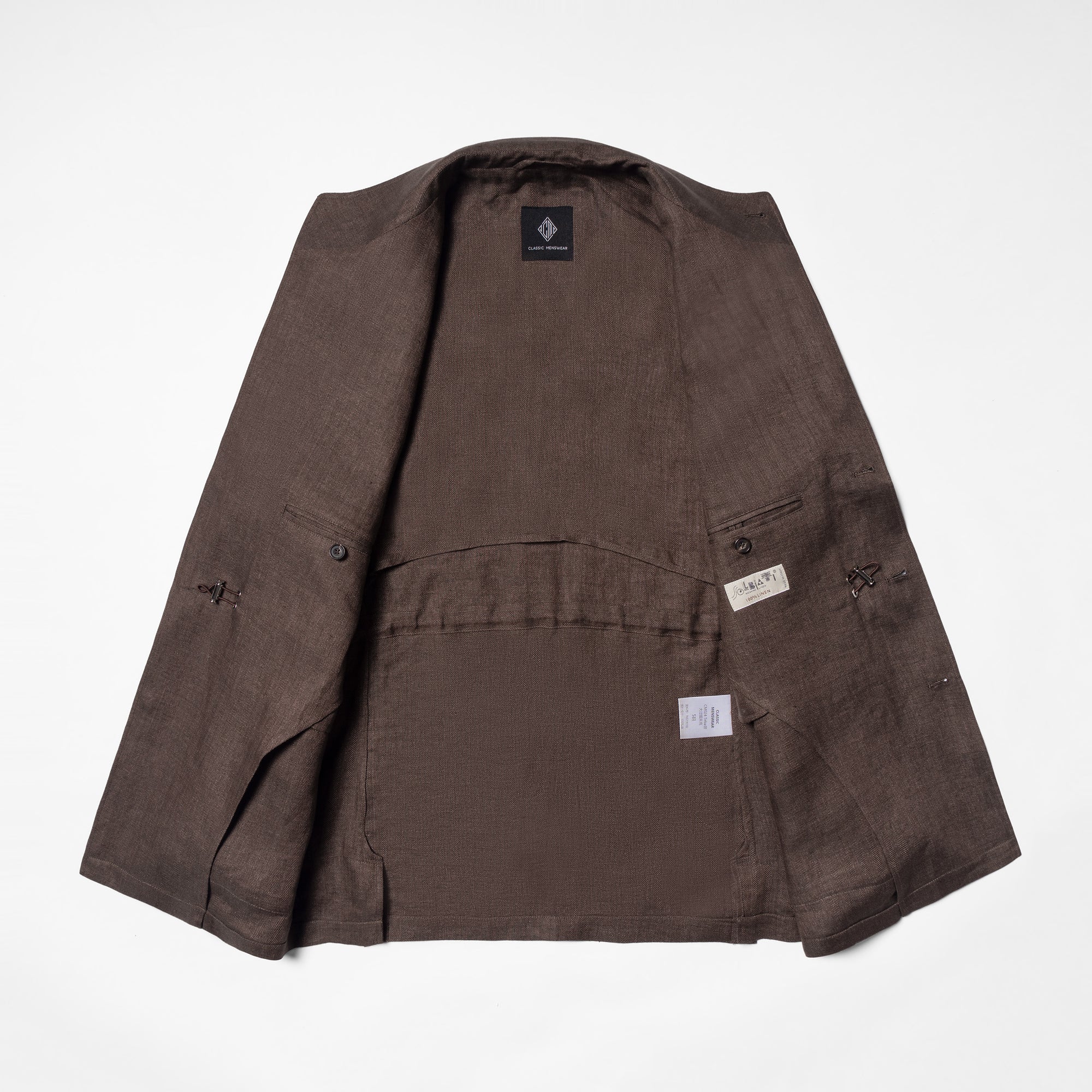 MTO Tobacco Herringbone Linen Teba Jacket