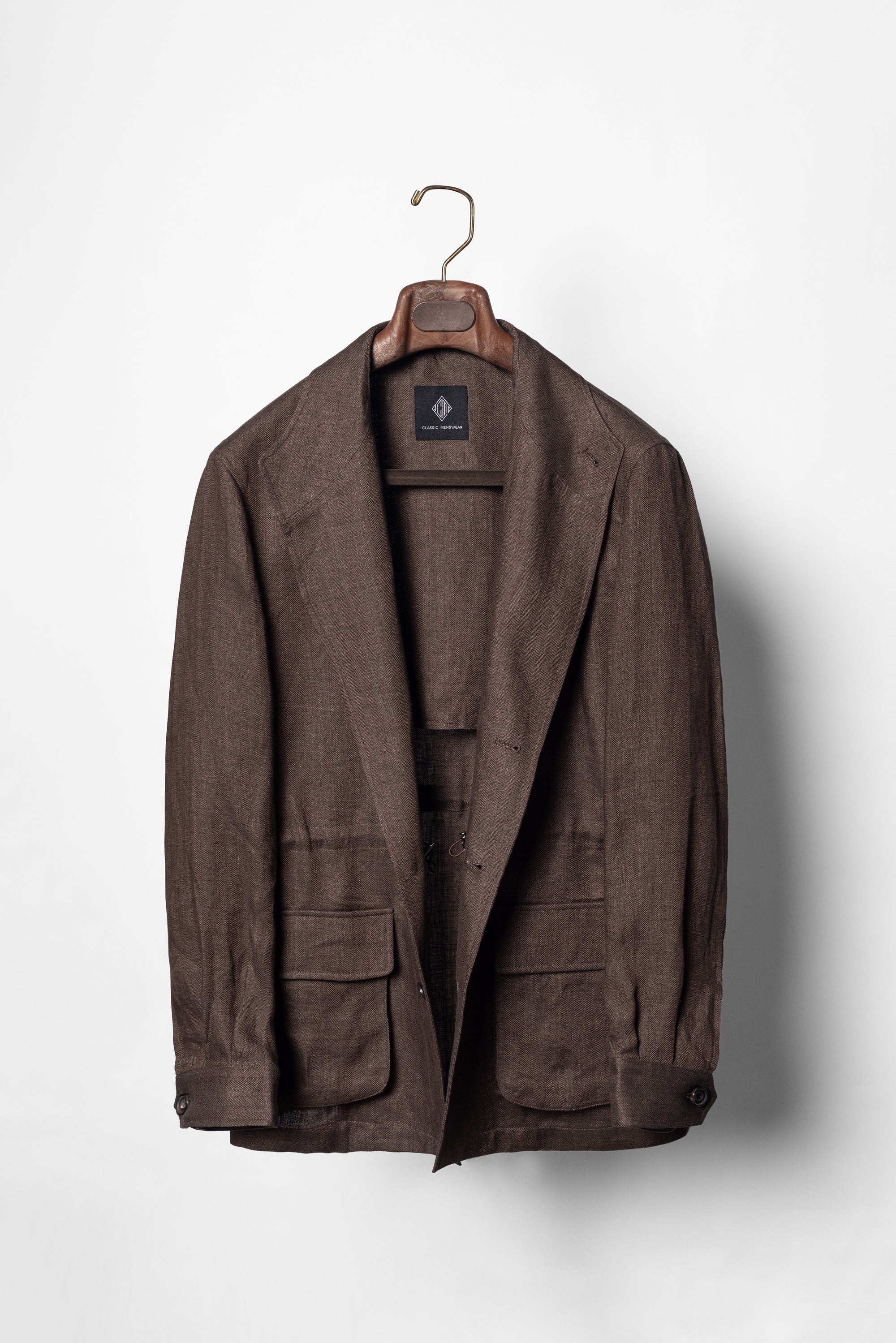 MTO Tobacco Herringbone Linen Teba Jacket