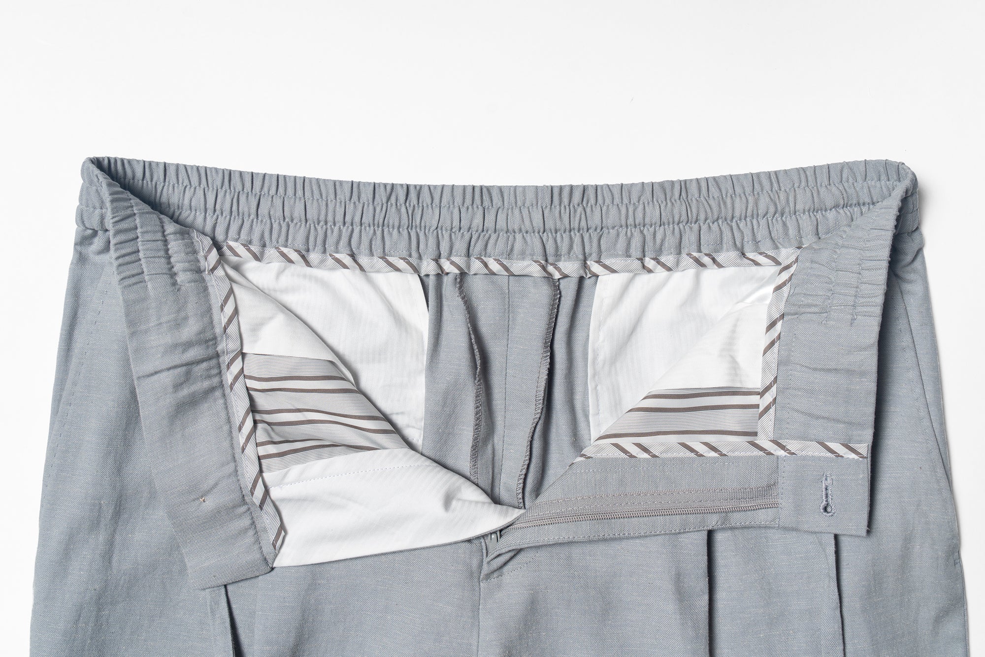 Rhino Grey Cotton Linen Tencel Drawstring Trousers #453