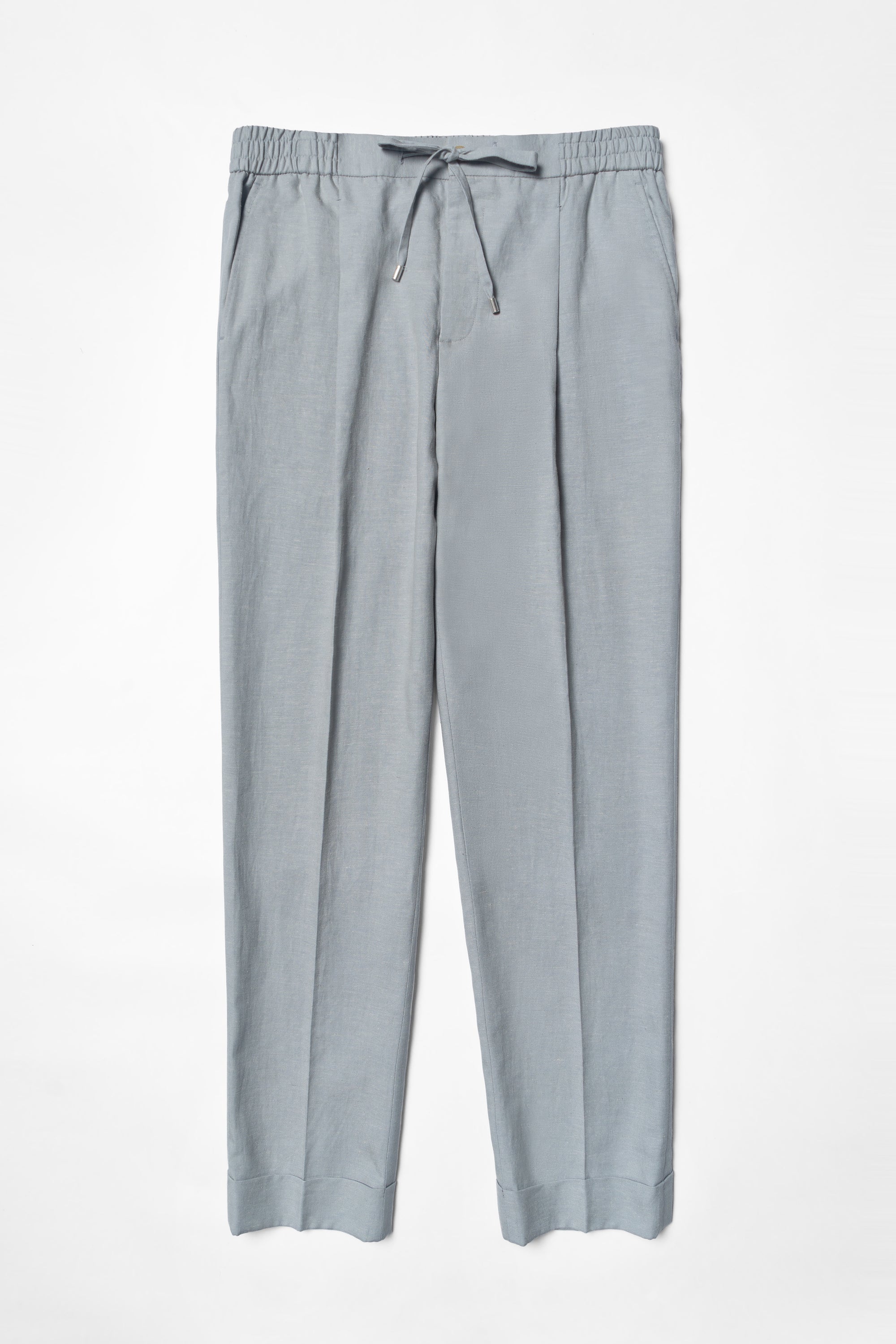 Rhino Grey Cotton Linen Tencel Drawstring Trousers #453