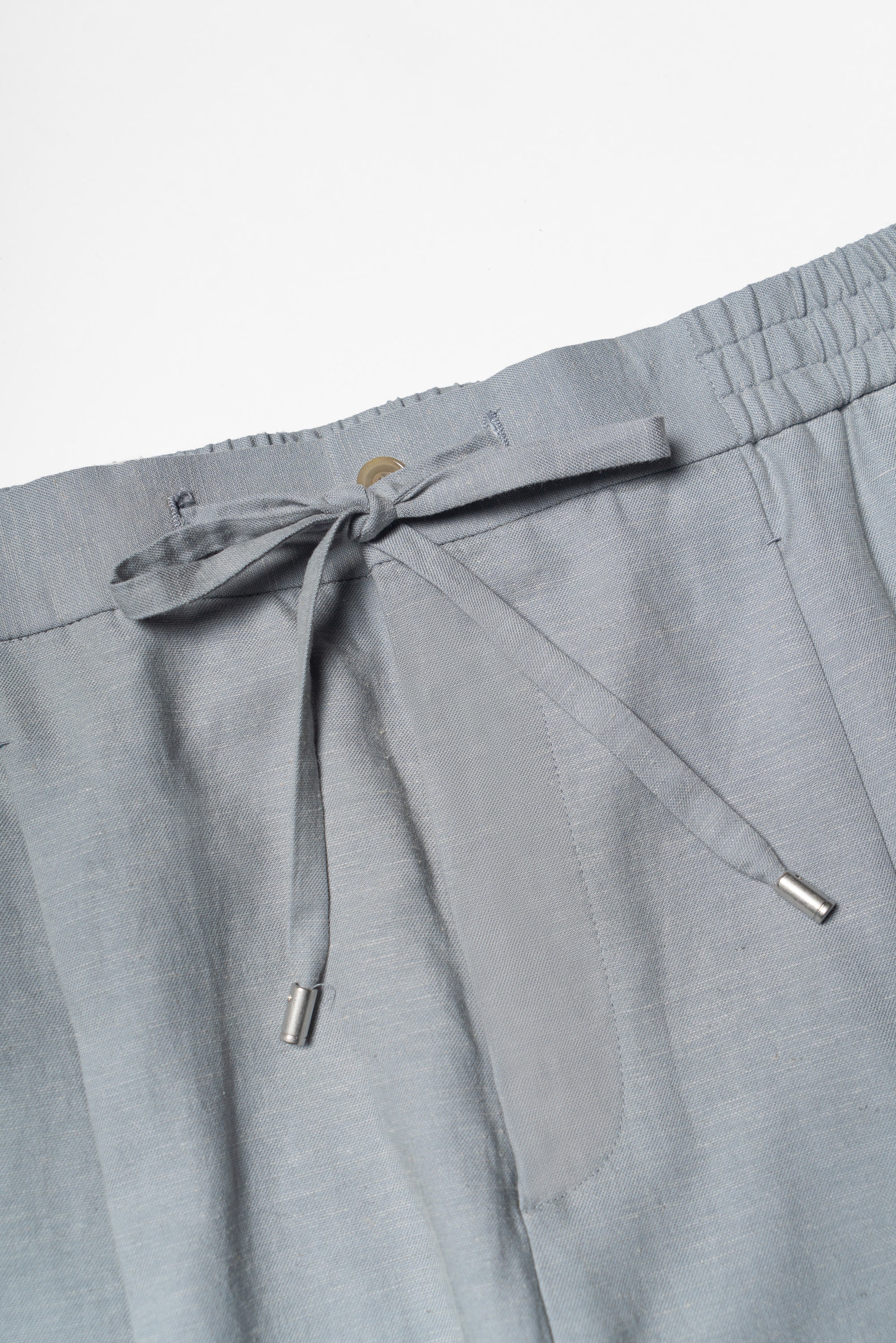 Rhino Grey Cotton Linen Tencel Drawstring Trousers #453