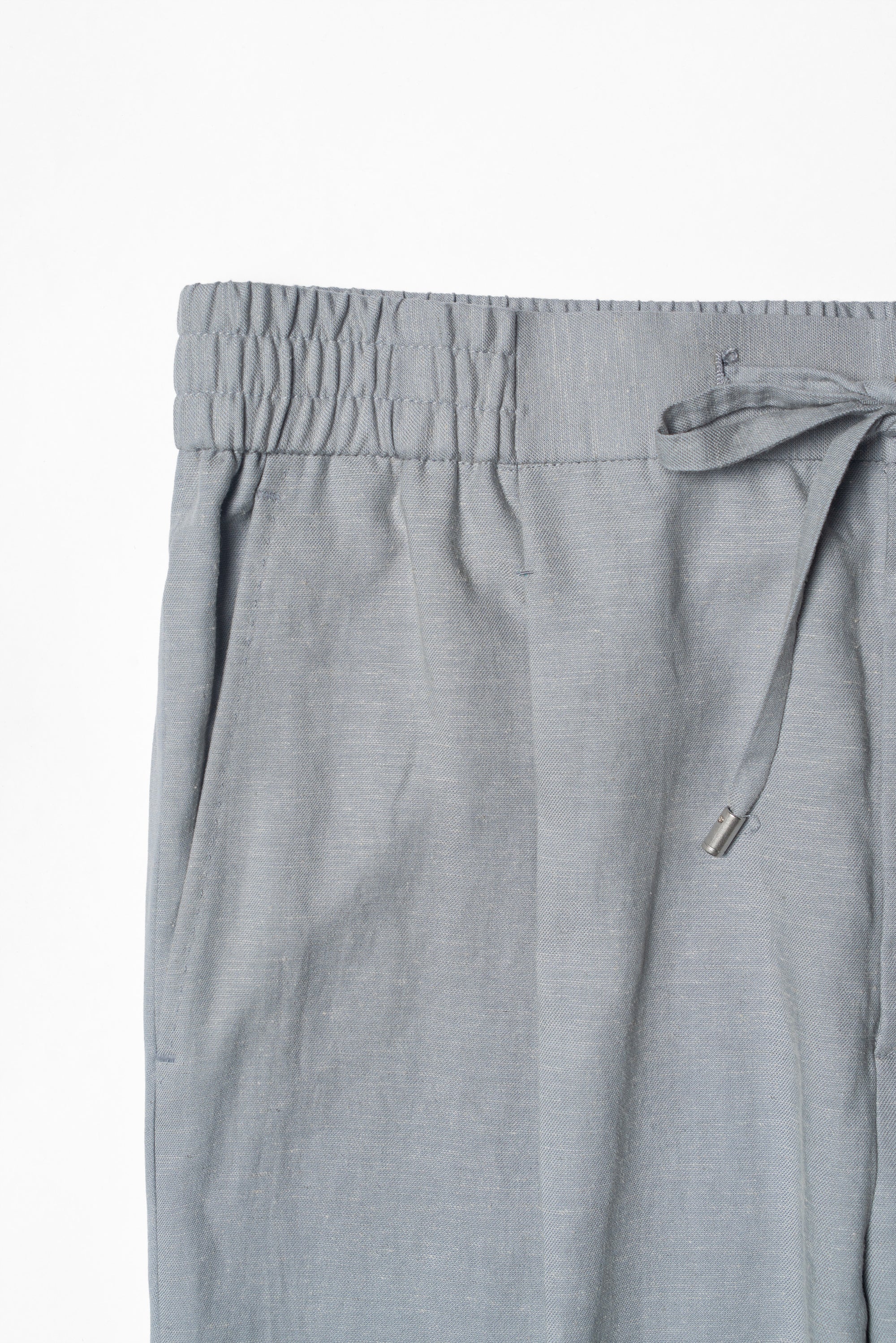 Rhino Grey Cotton Linen Tencel Drawstring Trousers #453