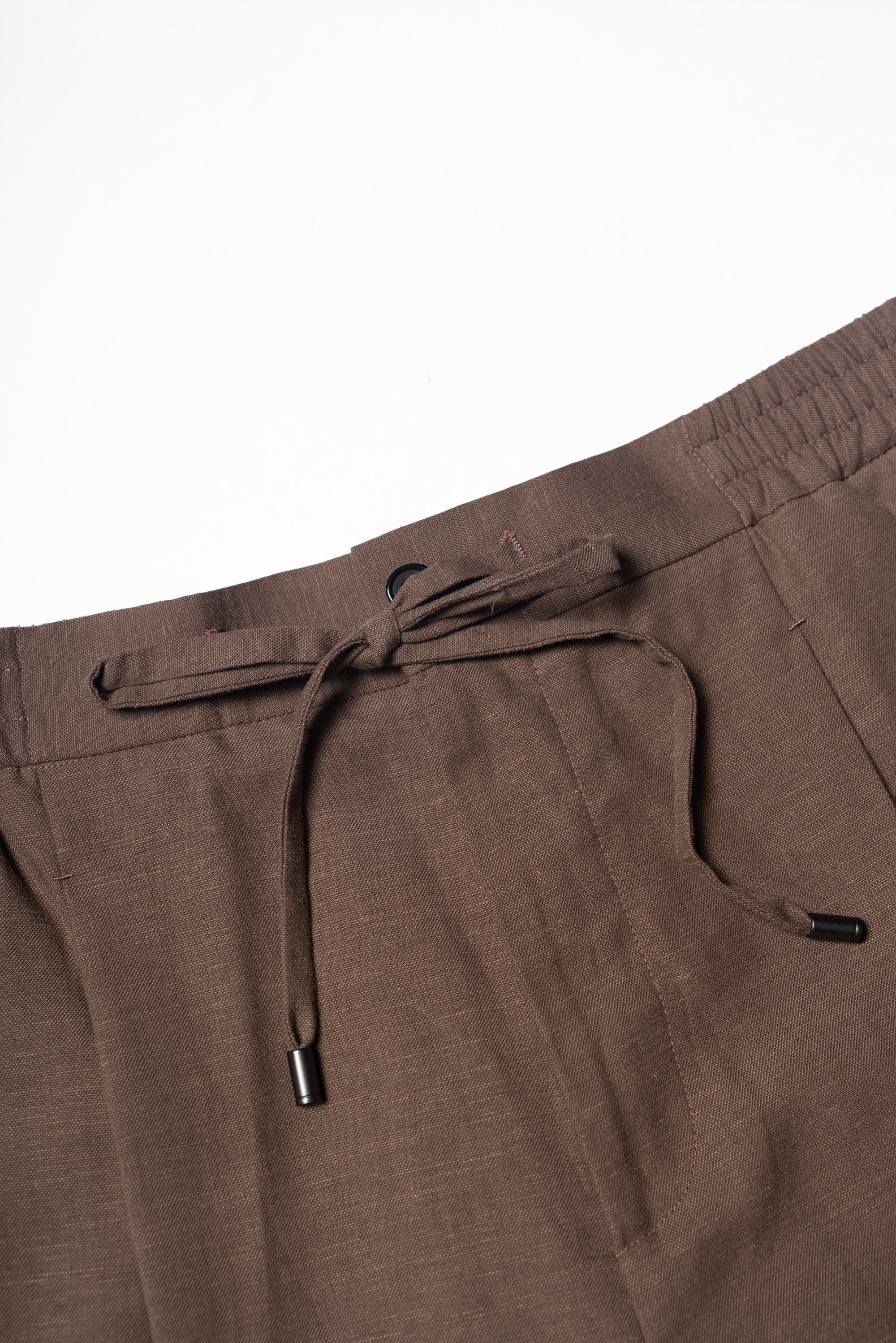 Rust Cotton Linen Tencel Drawstring Trousers #455