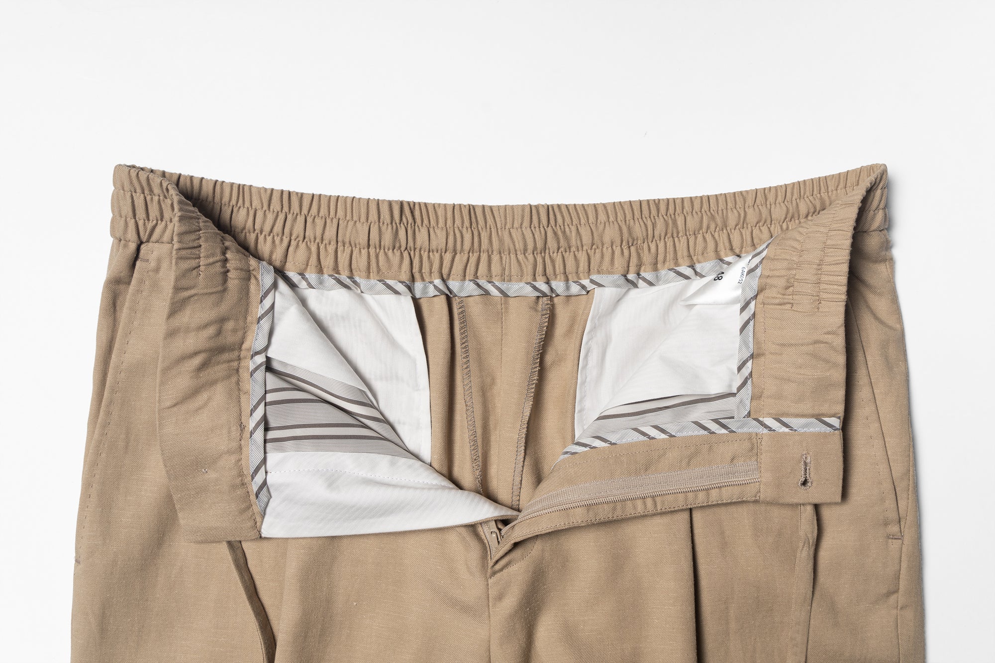 Khaki Cotton Linen Tencel Drawstring Trousers #454