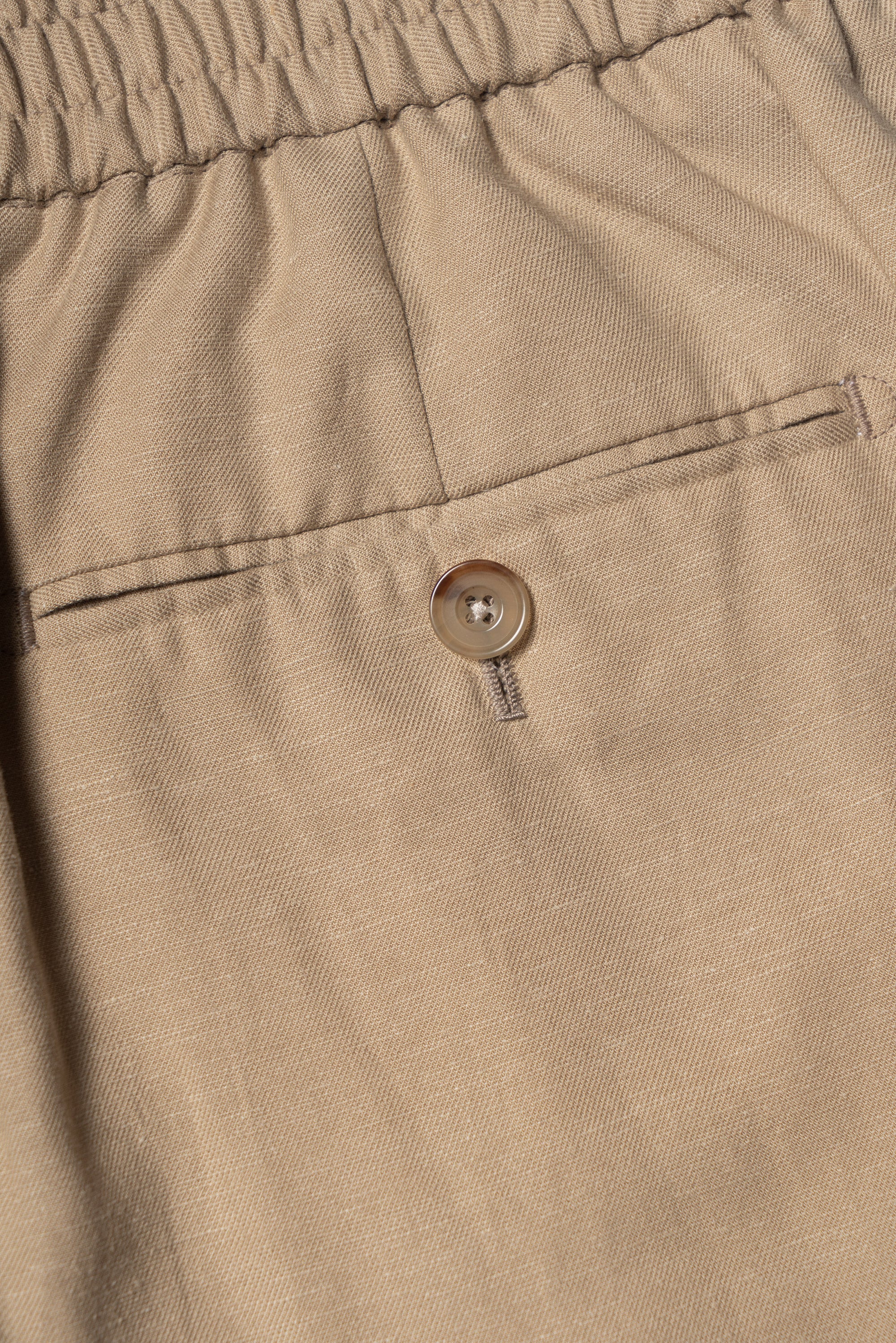 Khaki Cotton Linen Tencel Drawstring Trousers #454