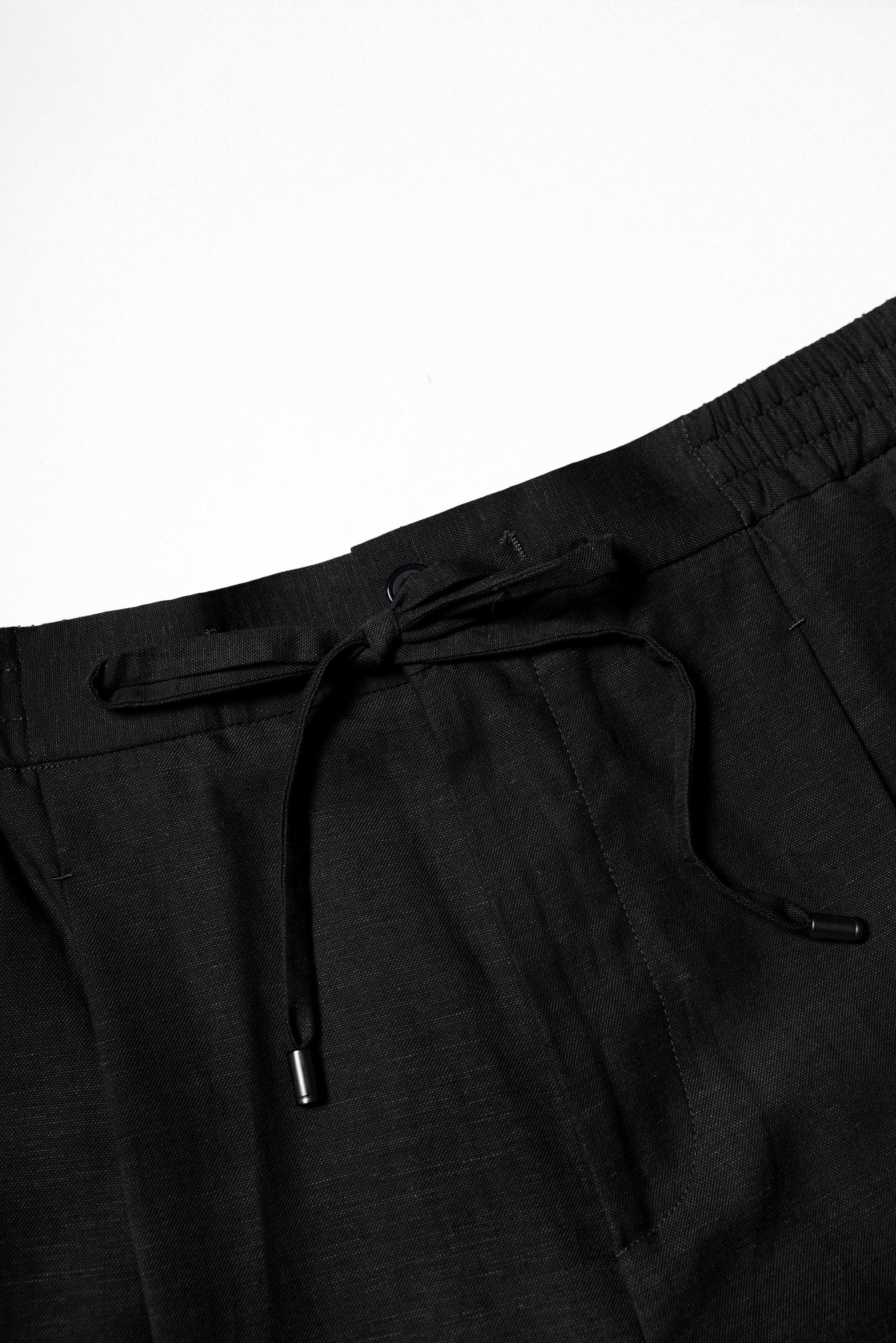 Graphite Cotton Linen Tencel Drawstring Trousers #452