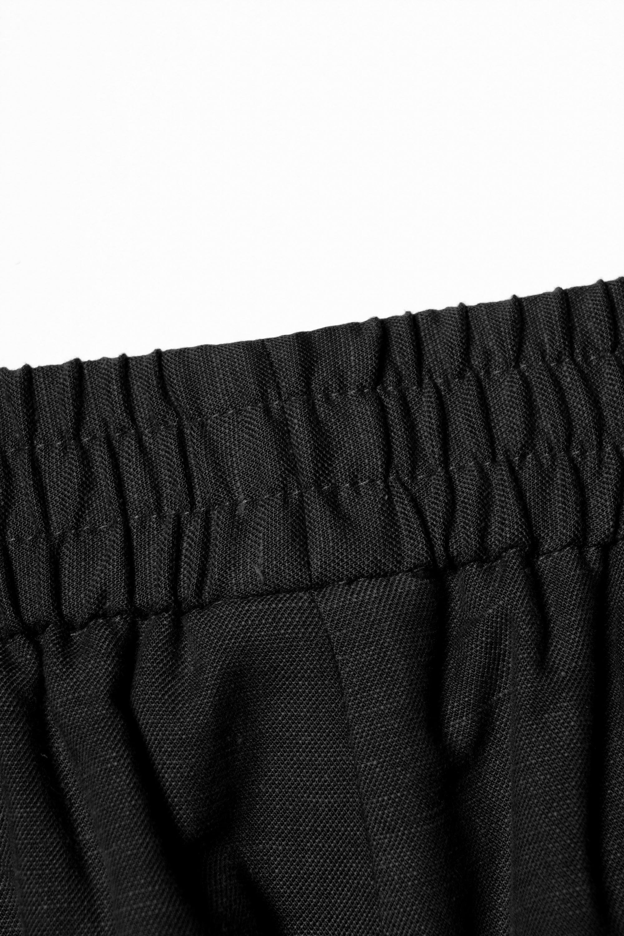 Graphite Cotton Linen Tencel Drawstring Trousers #452