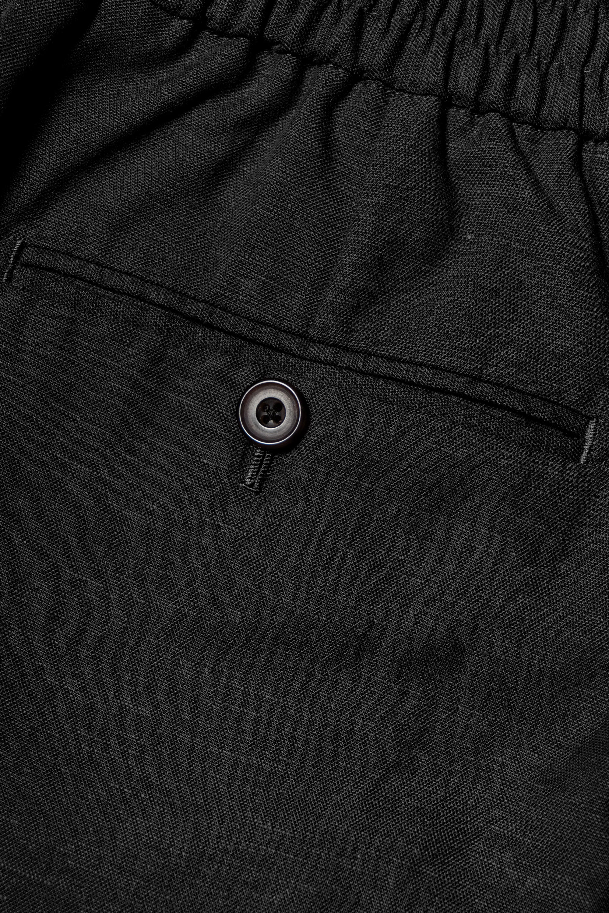Graphite Cotton Linen Tencel Drawstring Trousers #452