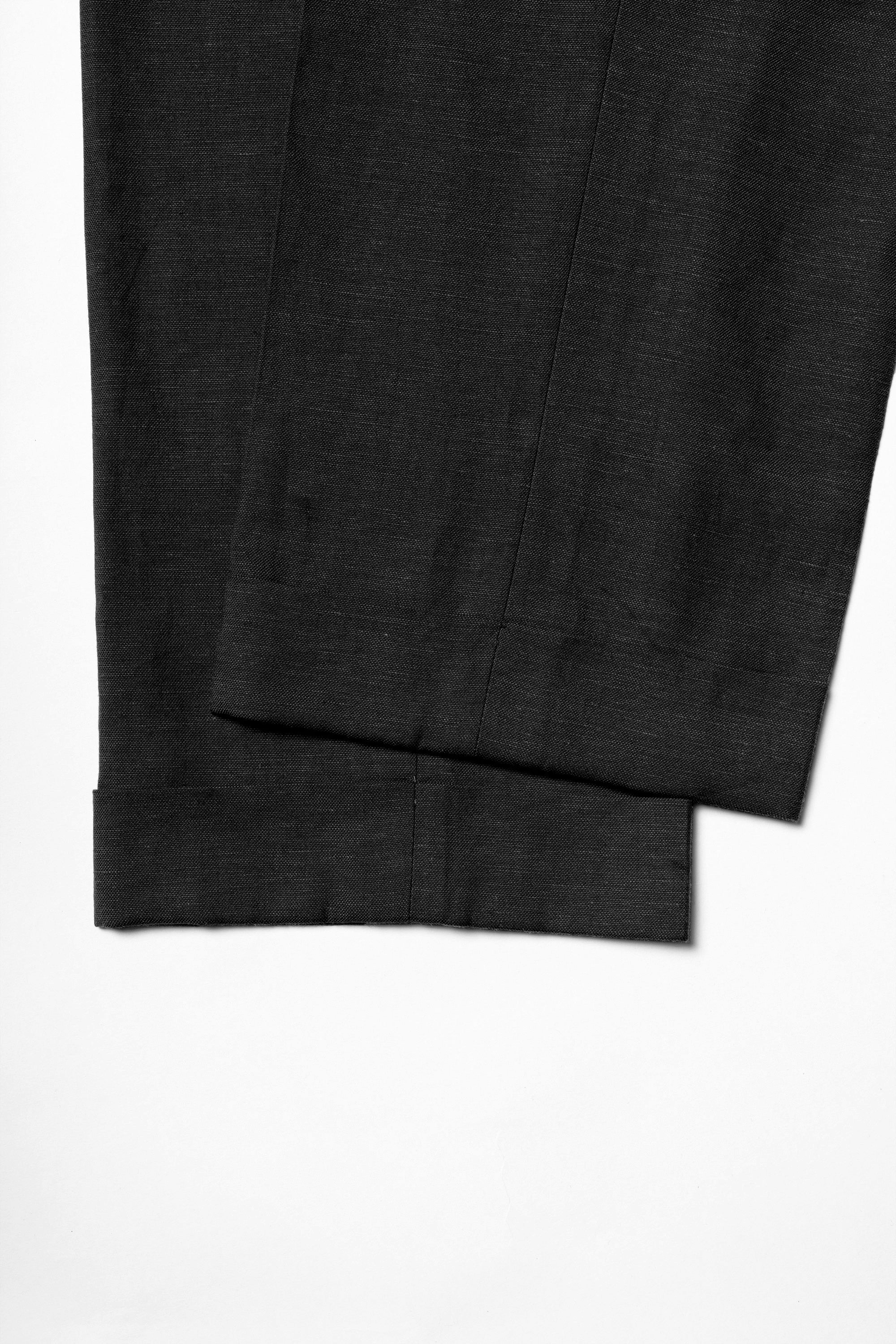 Graphite Cotton Linen Tencel Drawstring Trousers #452