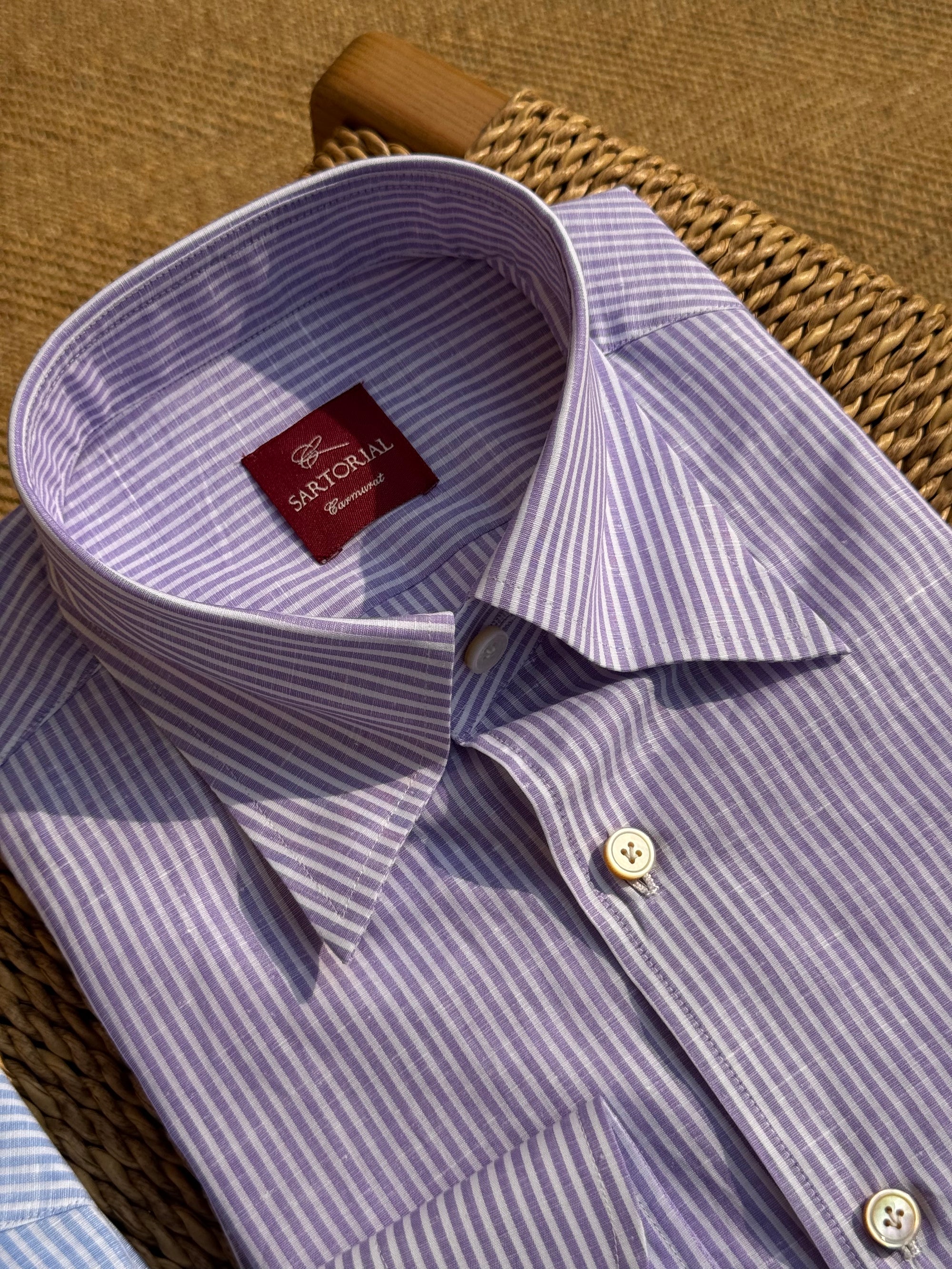 MTO Hand Stitched Cotton Linen Stripe Shirt #52 #53