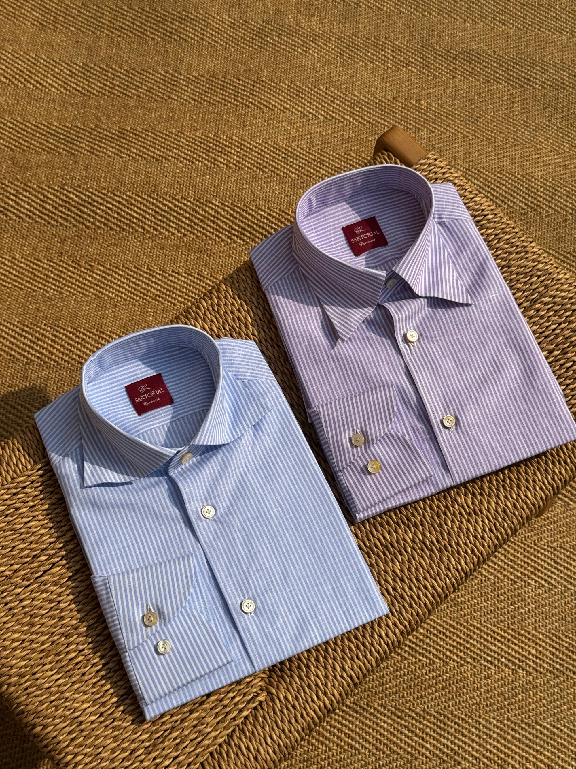 MTO Hand Stitched Cotton Linen Stripe Shirt #52 #53