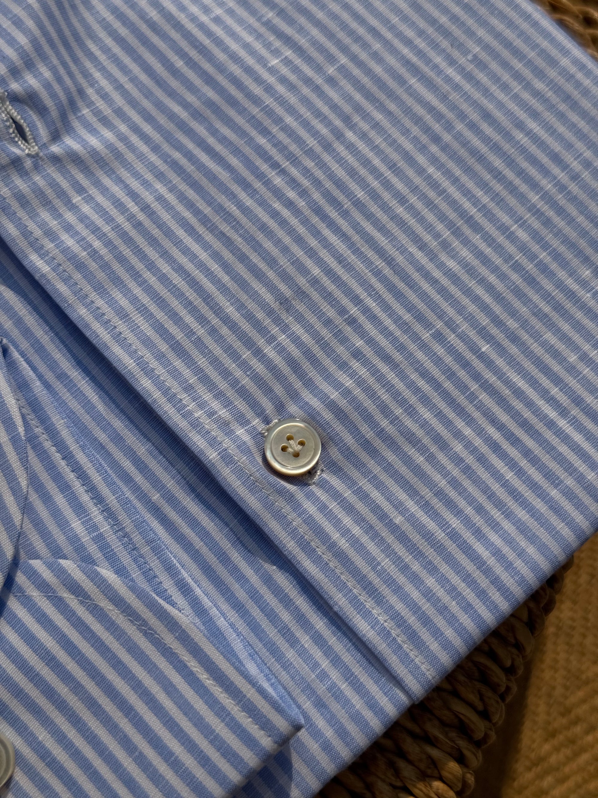 MTO Hand Stitched Cotton Linen Stripe Shirt #52 #53