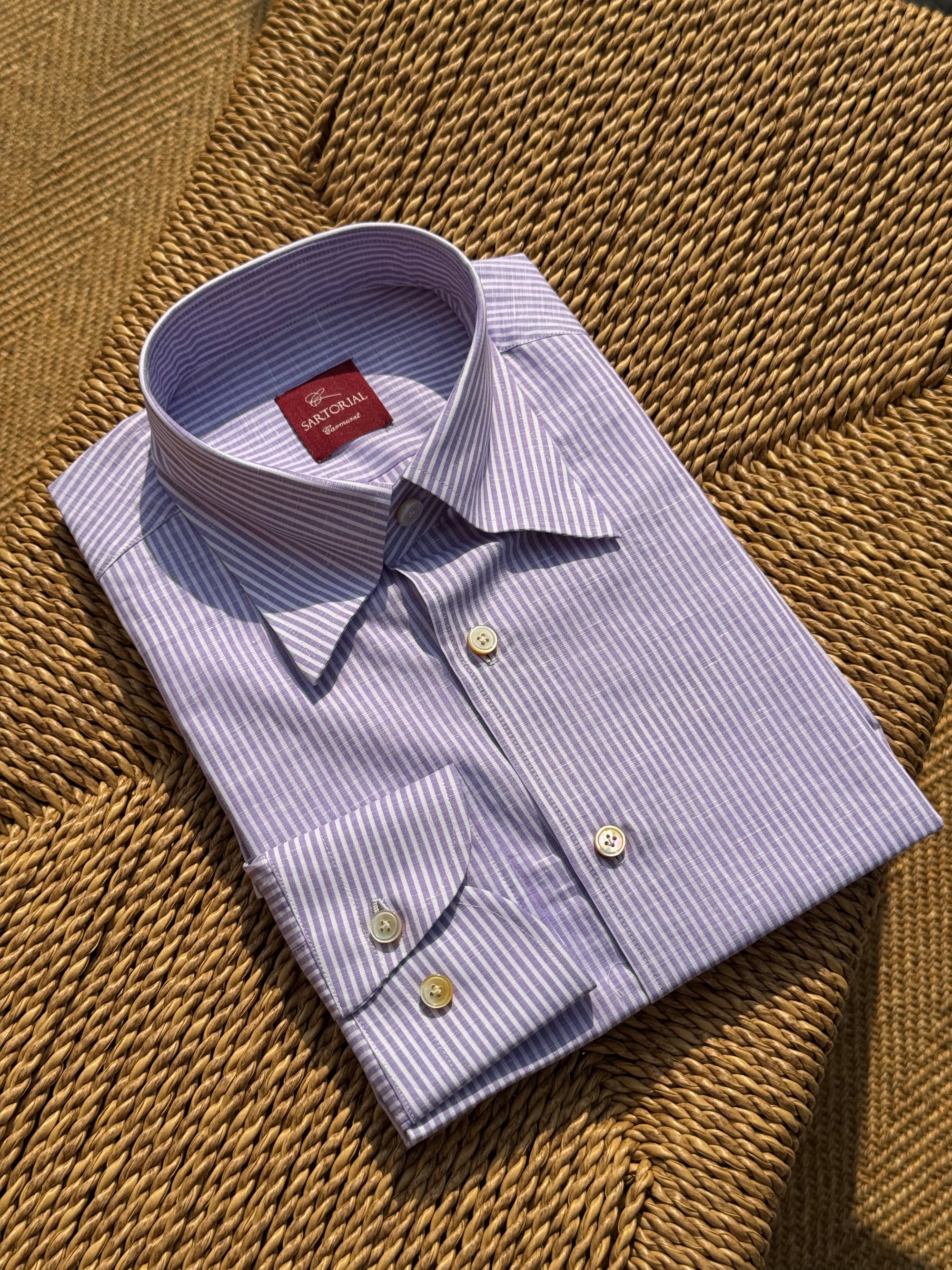 MTO Hand Stitched Cotton Linen Stripe Shirt #52 #53