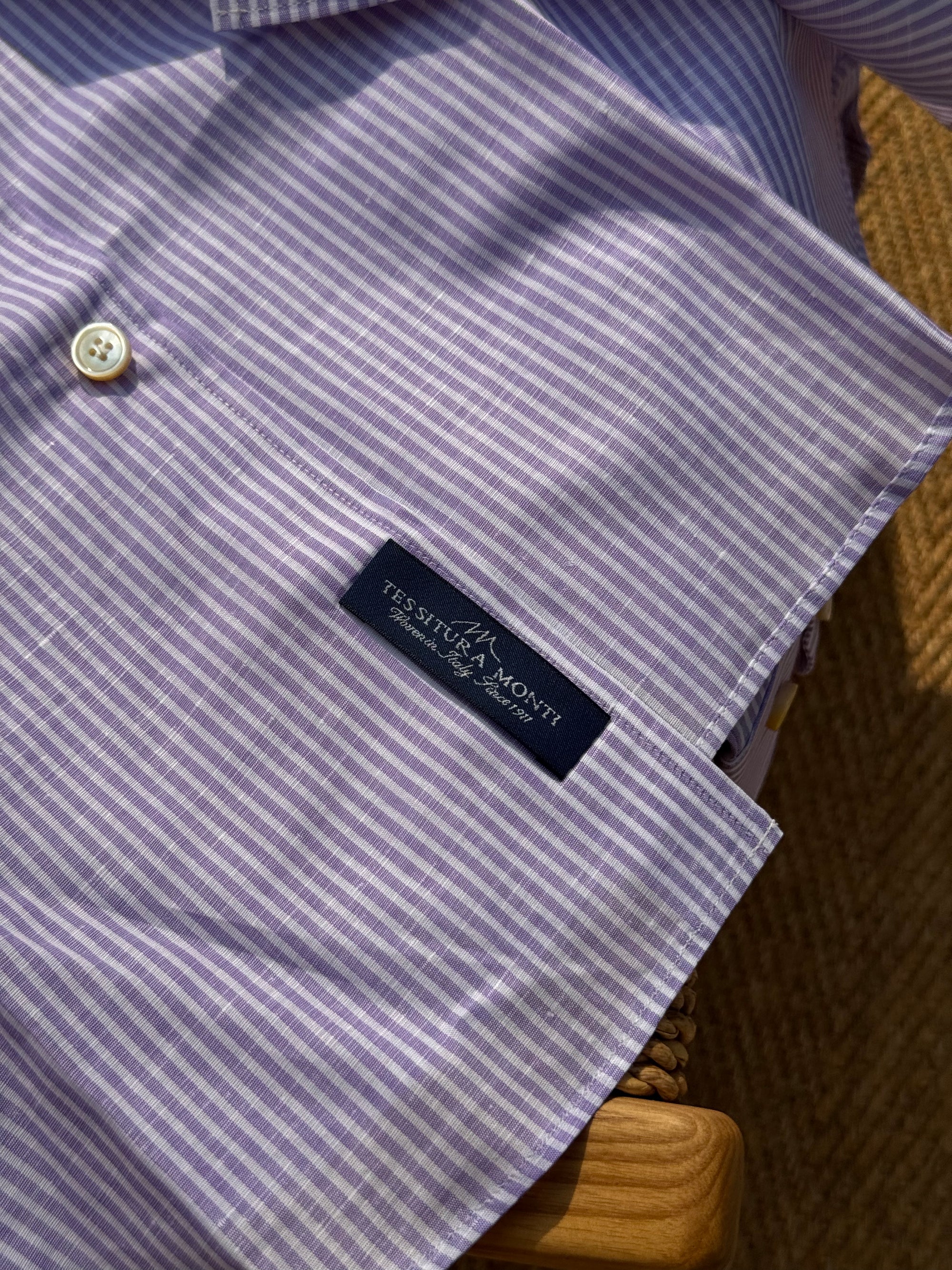 MTO Hand Stitched Cotton Linen Stripe Shirt #52 #53