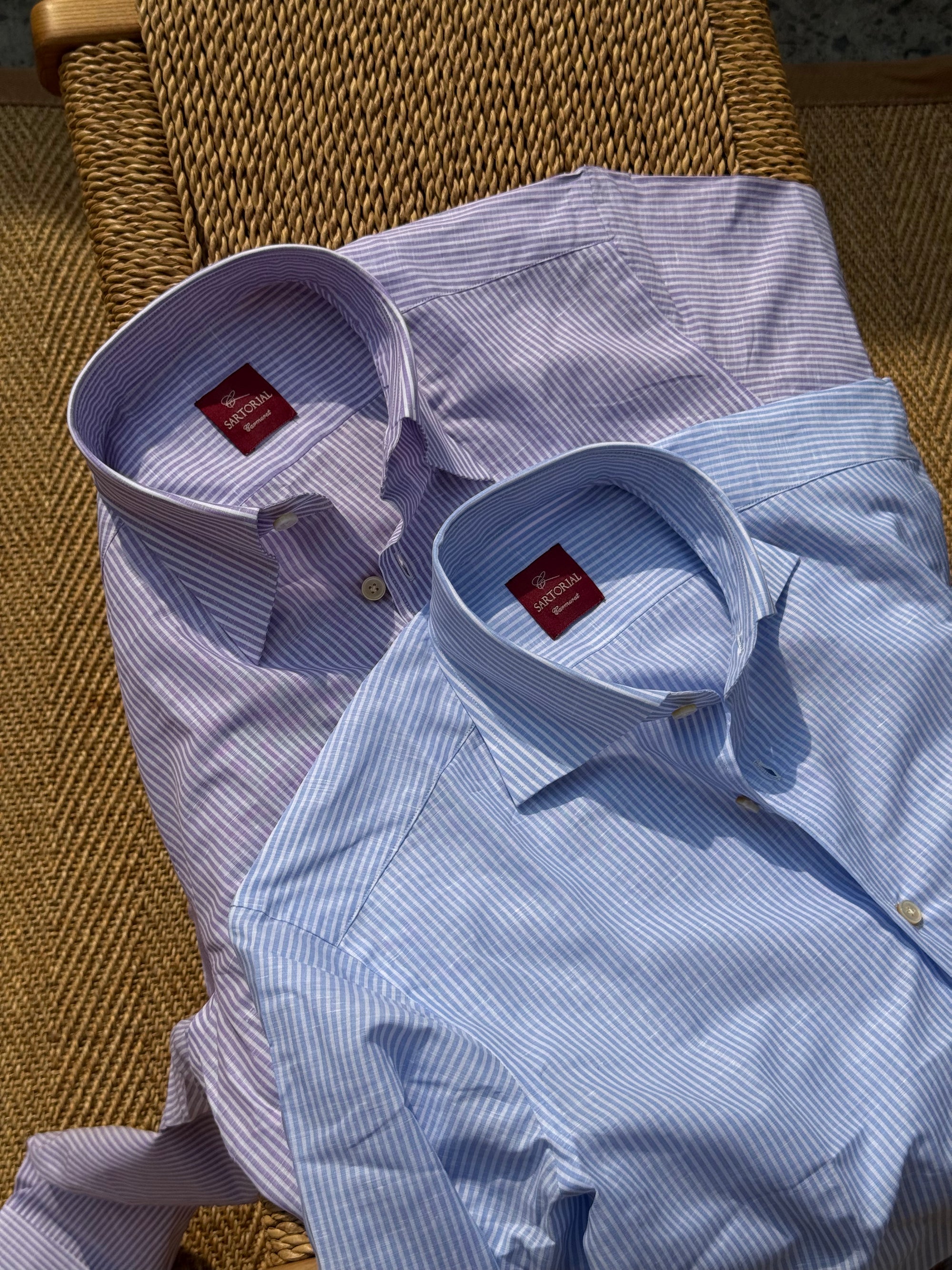 MTO Hand Stitched Cotton Linen Stripe Shirt #52 #53