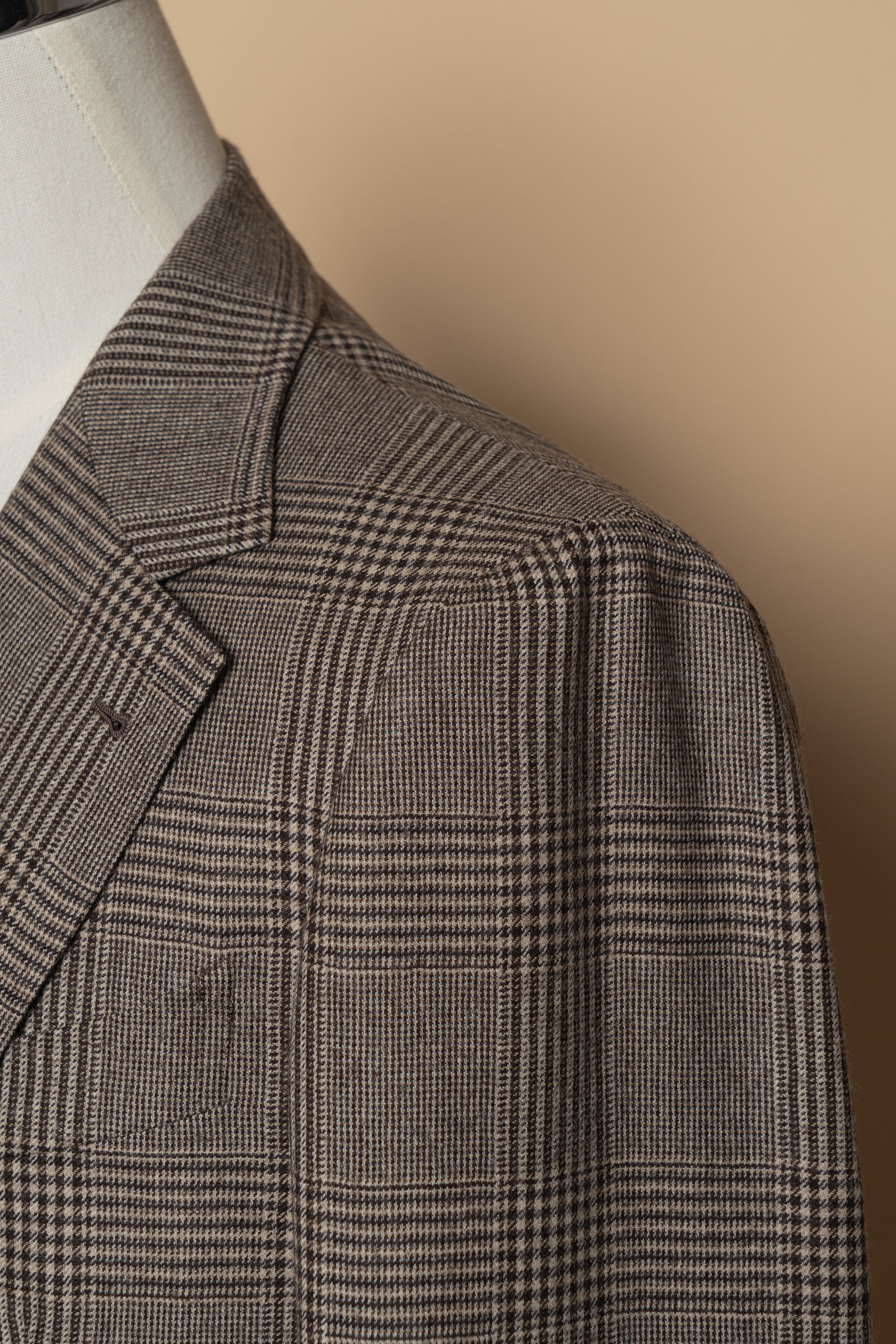 MTO Light Brown Glen Check Worsted Flannel Jacket #476