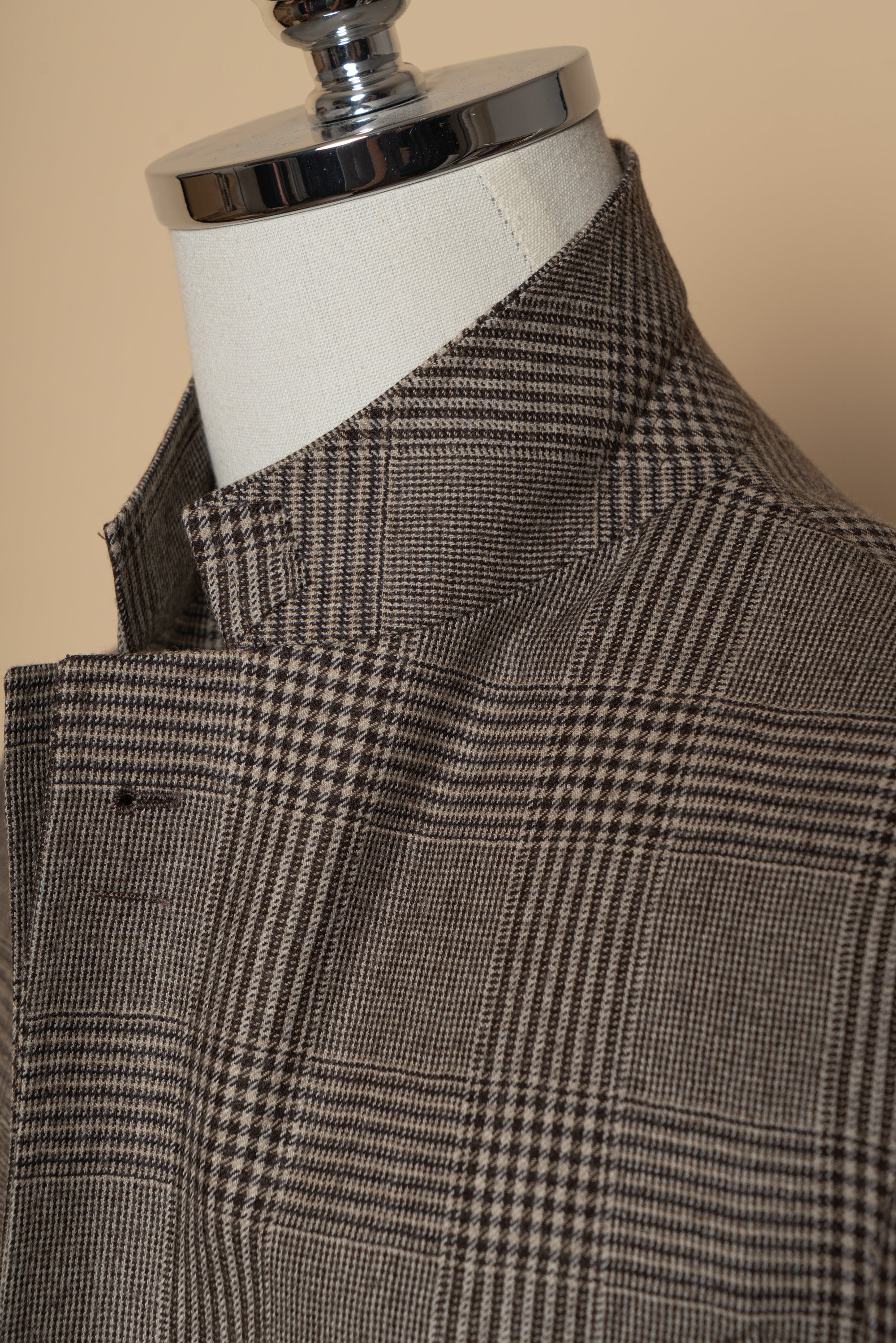 MTO Light Brown Glen Check Worsted Flannel Jacket #476