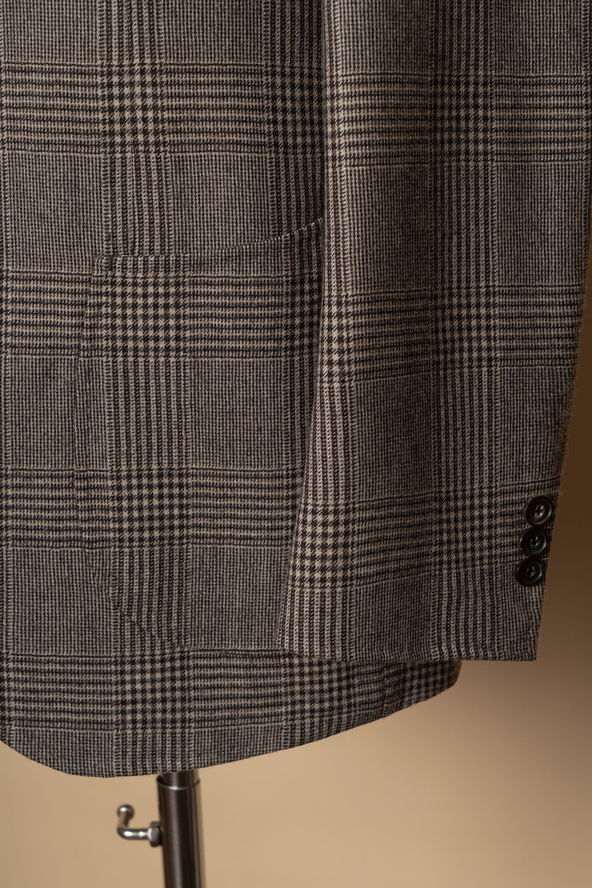 MTO Light Brown Glen Check Worsted Flannel Jacket #476