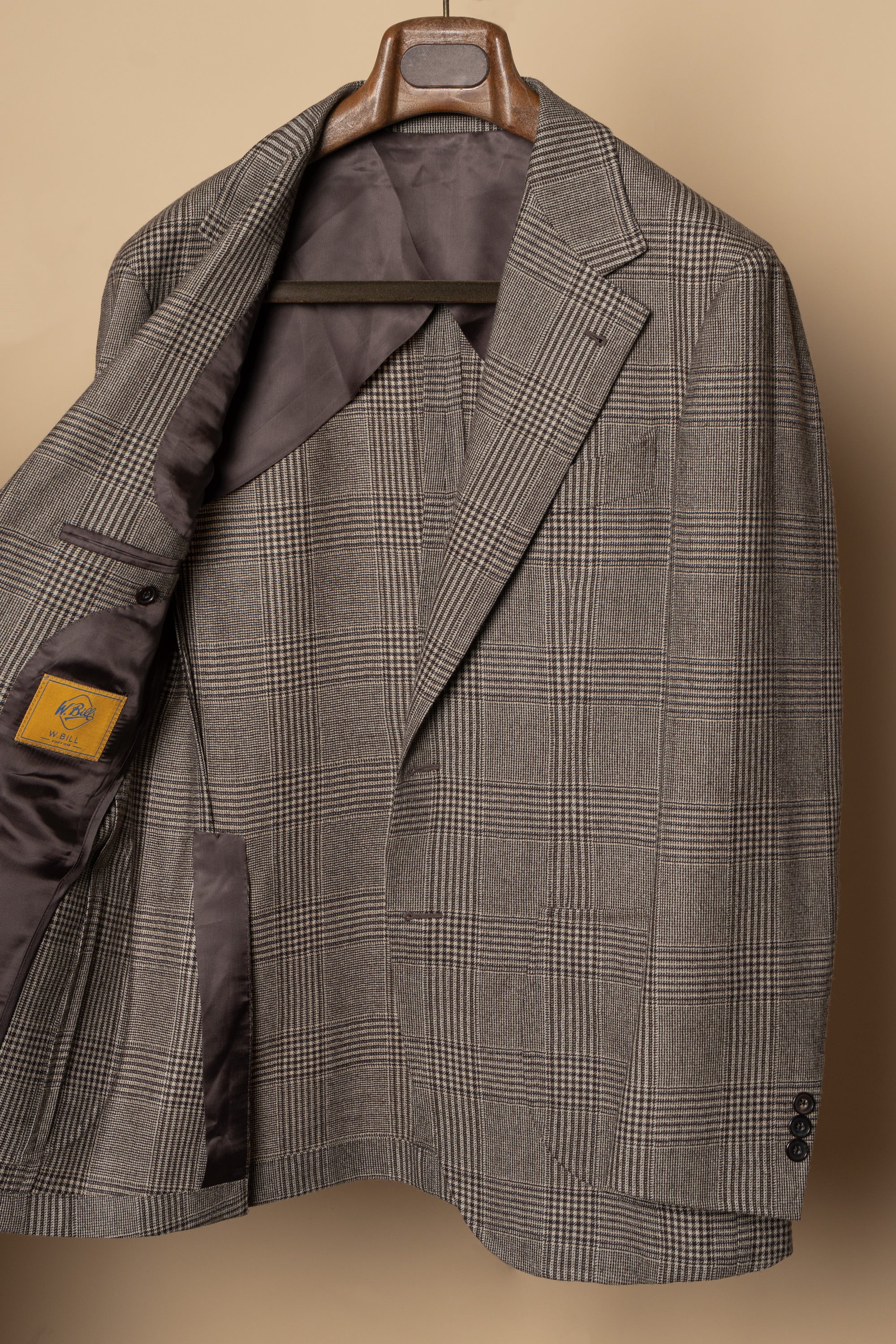 MTO Light Brown Glen Check Worsted Flannel Jacket #476