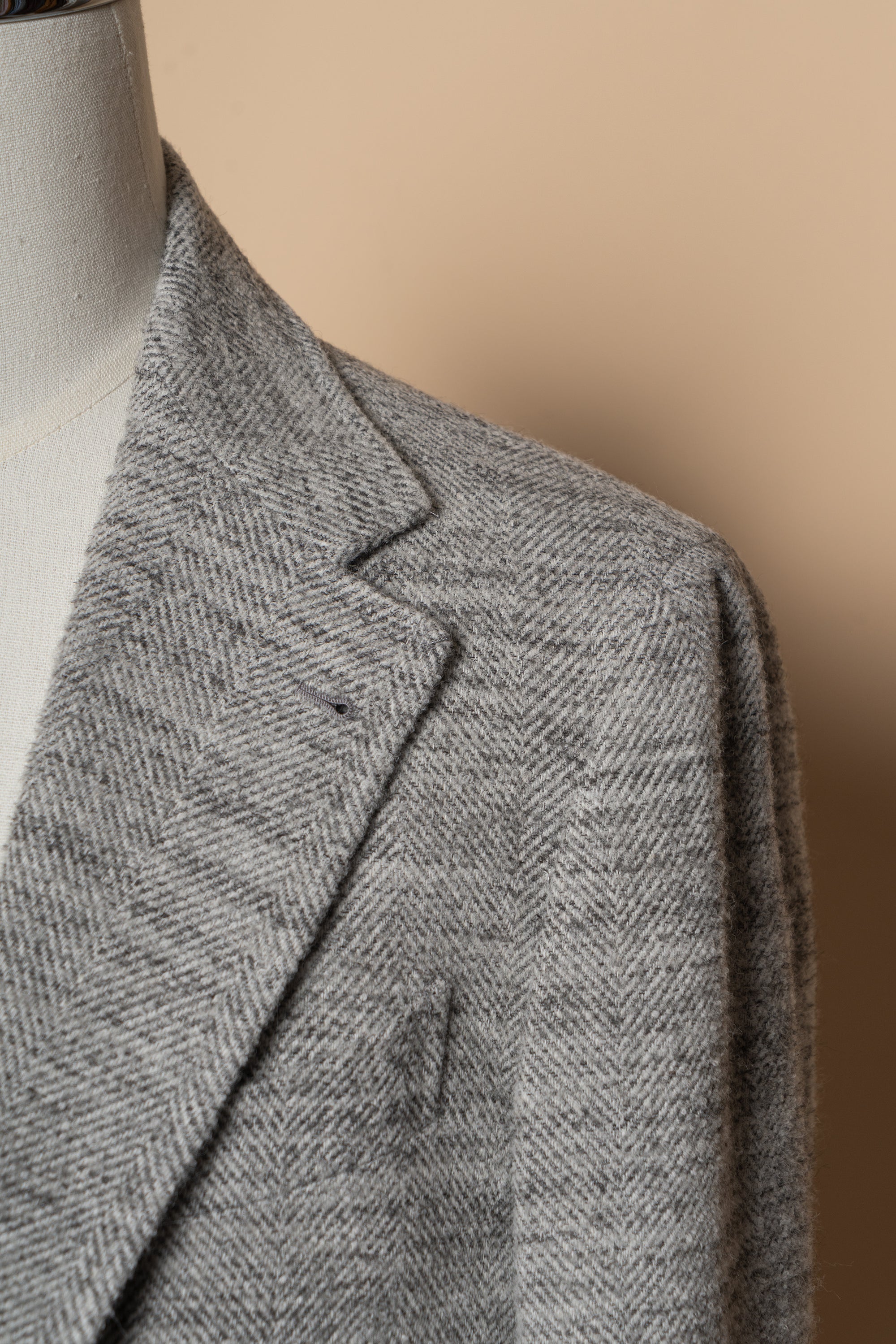 MTO Mist Gray Camel Wool Herringbone Jacket #445