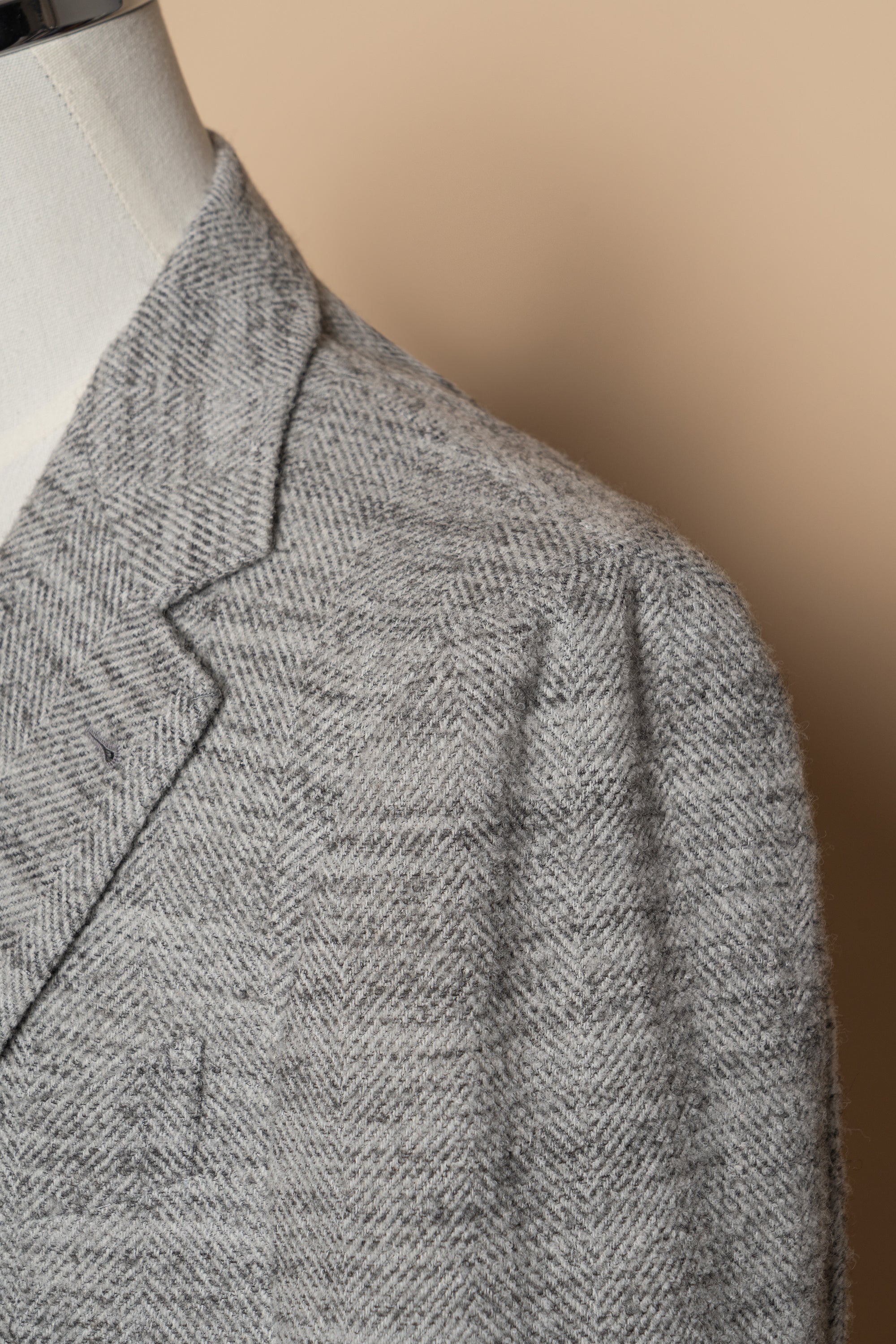 MTO Mist Gray Camel Wool Herringbone Jacket #445