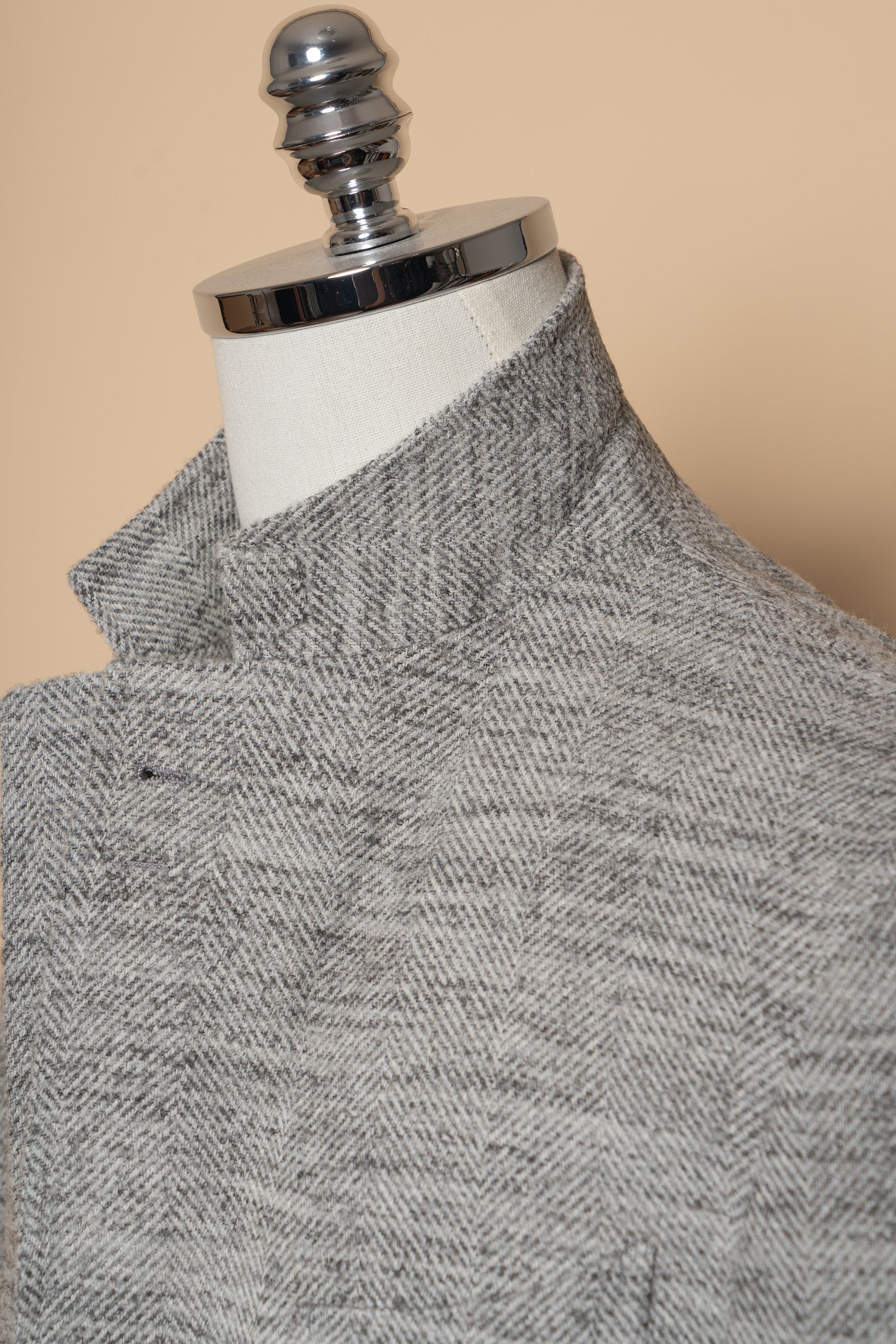 MTO Mist Gray Camel Wool Herringbone Jacket #445