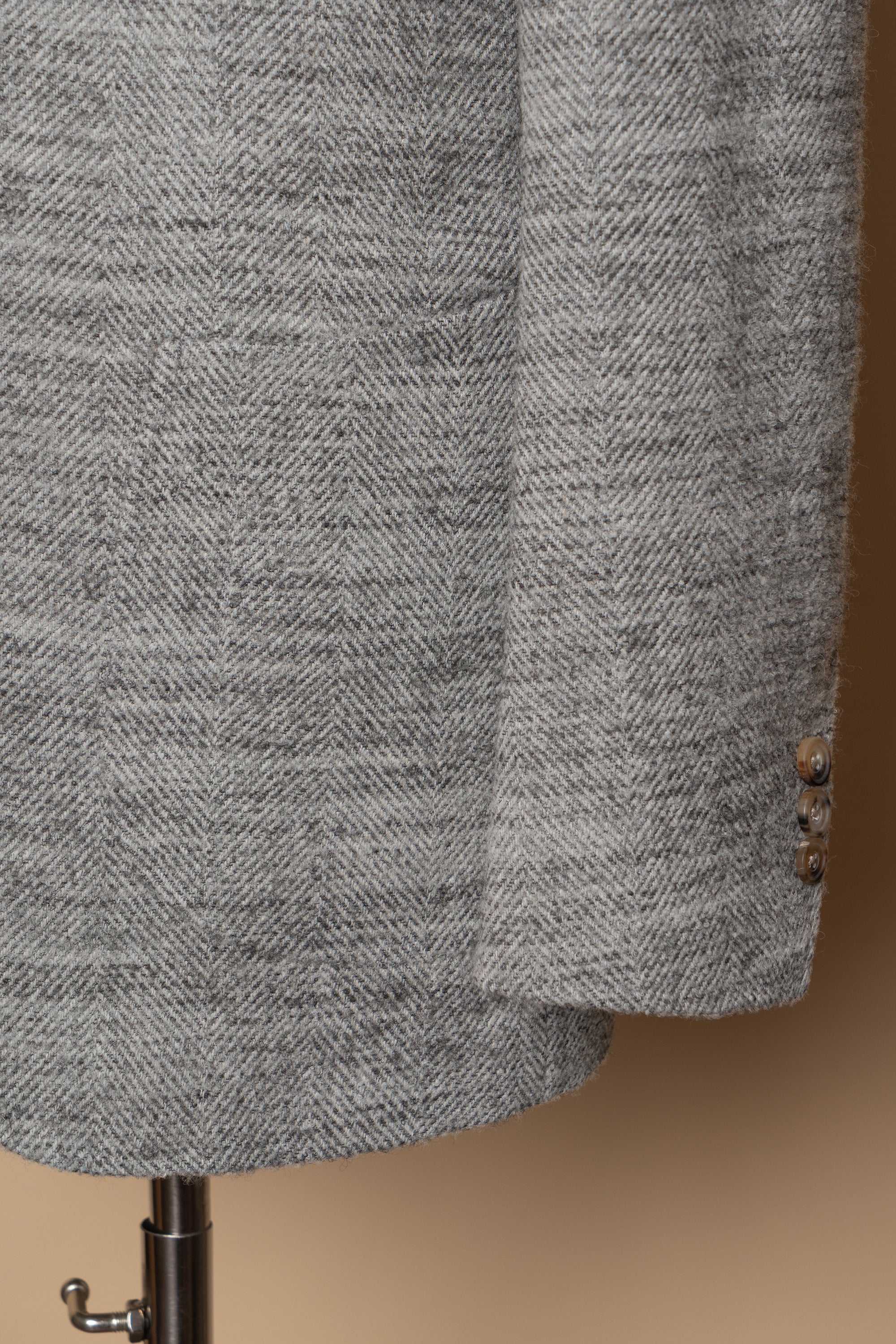 MTO Mist Gray Camel Wool Herringbone Jacket #445