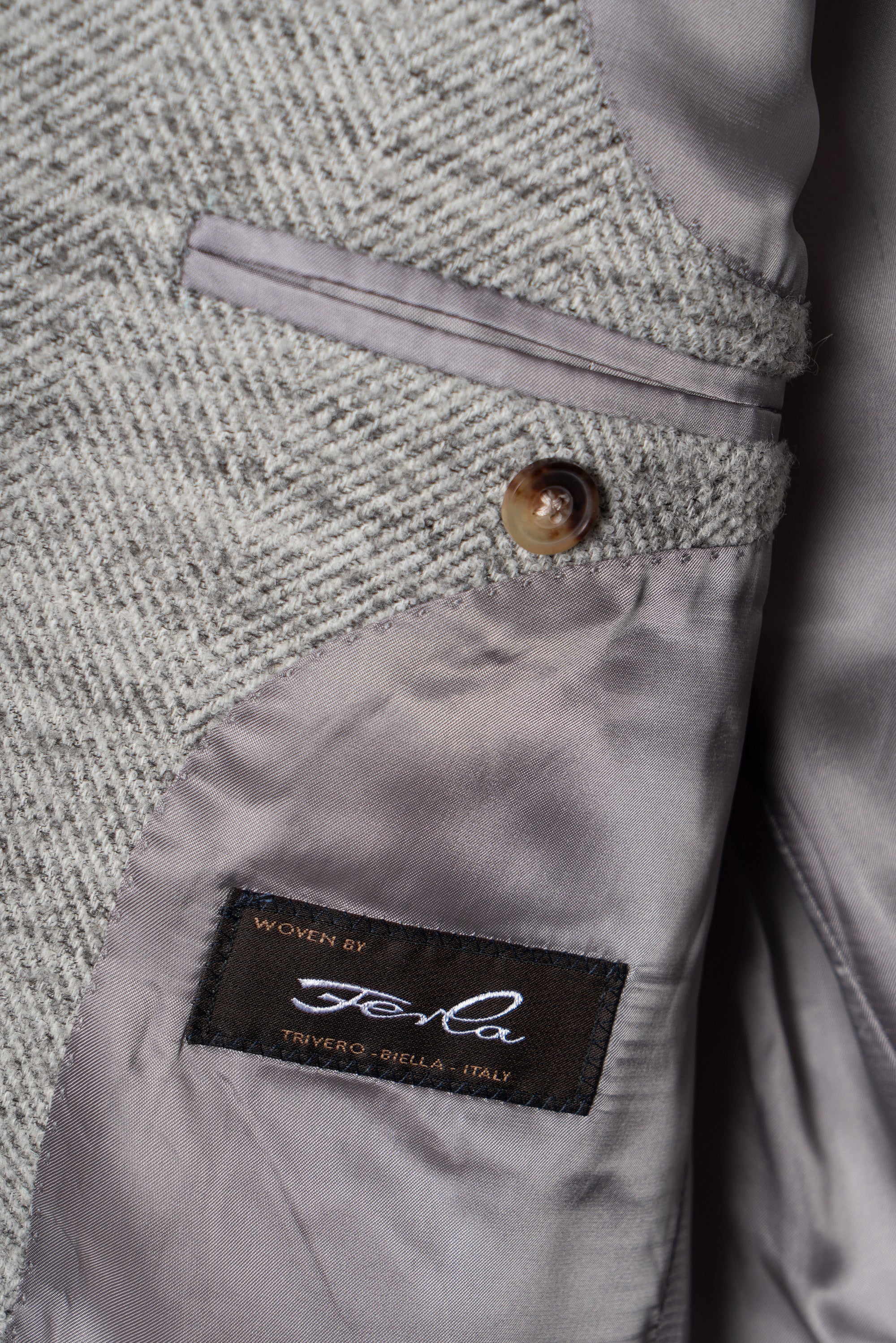 MTO Mist Gray Camel Wool Herringbone Jacket #445