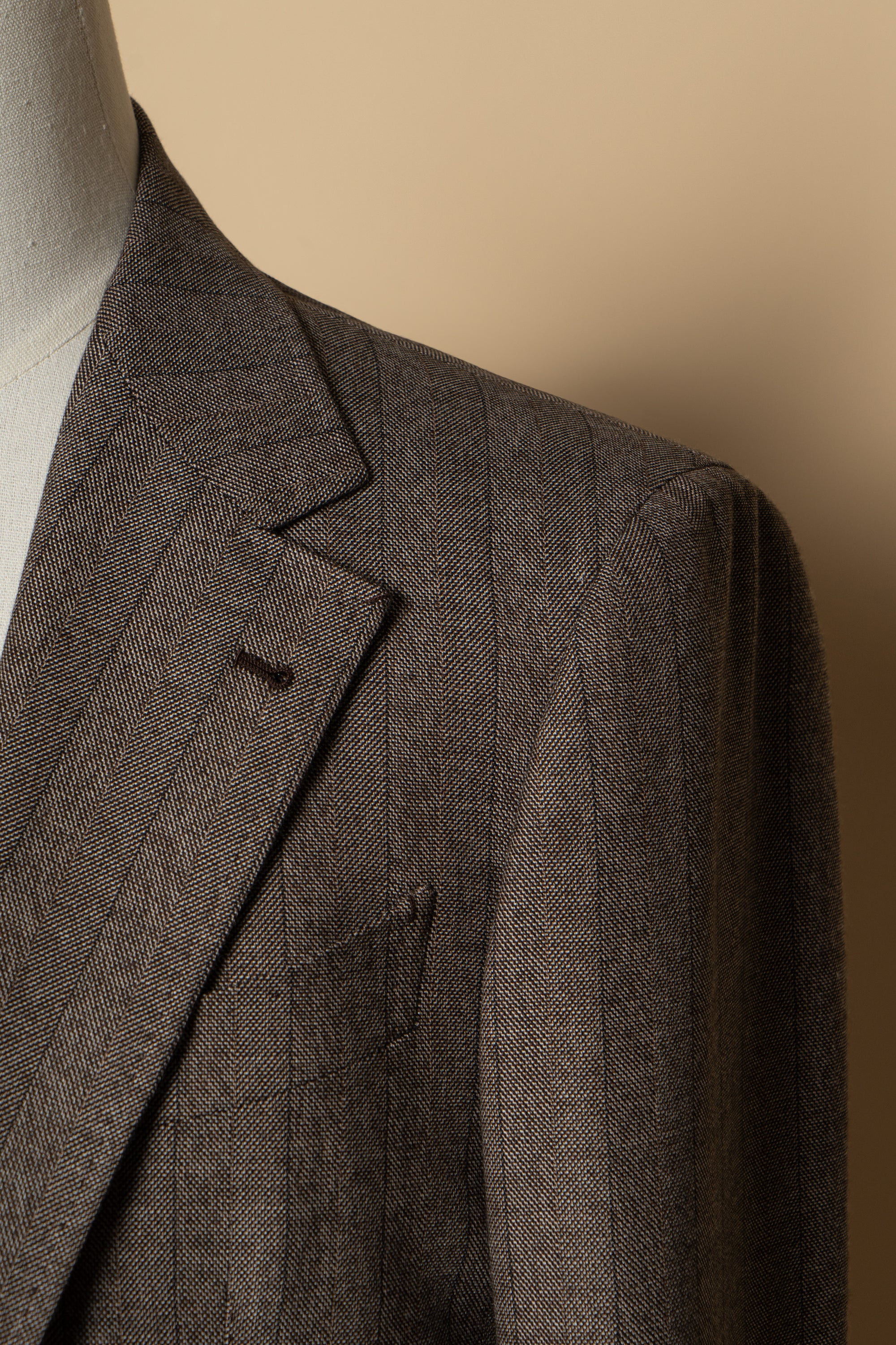 MTO Brown Herringbone Flannel Suit #372