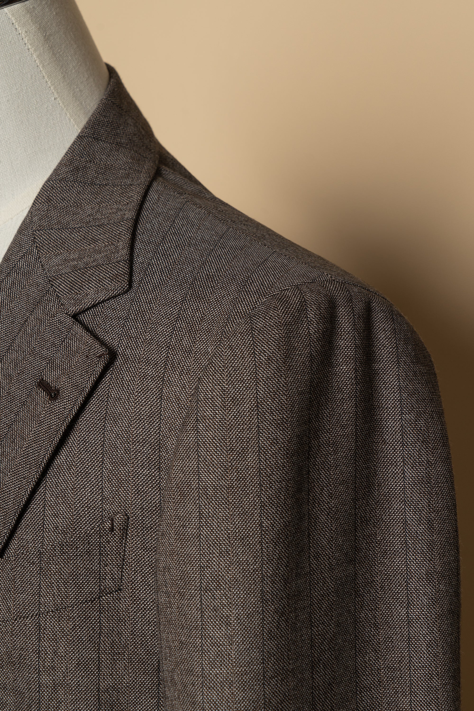 MTO Brown Herringbone Flannel Suit #372