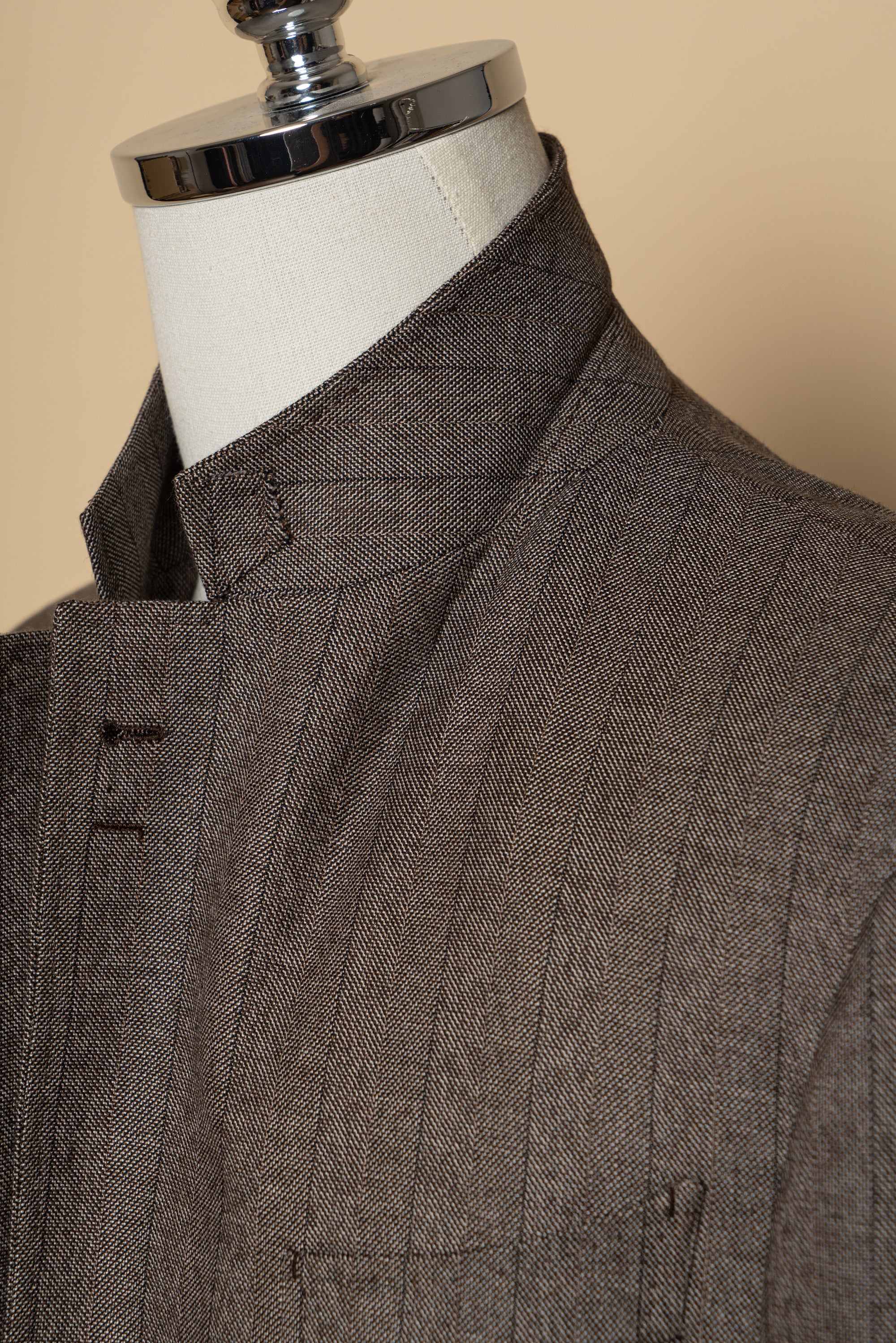 MTO Brown Herringbone Flannel Suit #372