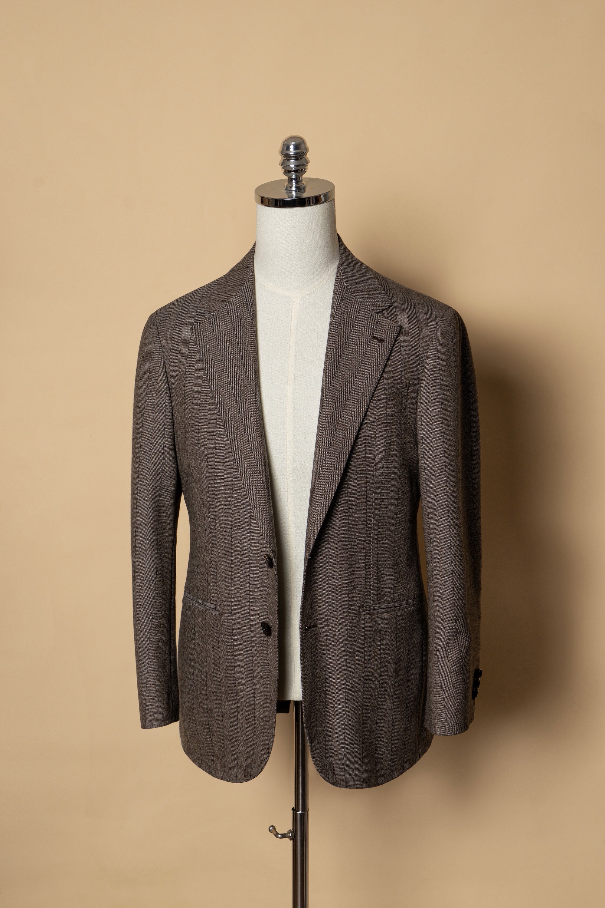 MTO Brown Herringbone Flannel Suit #372