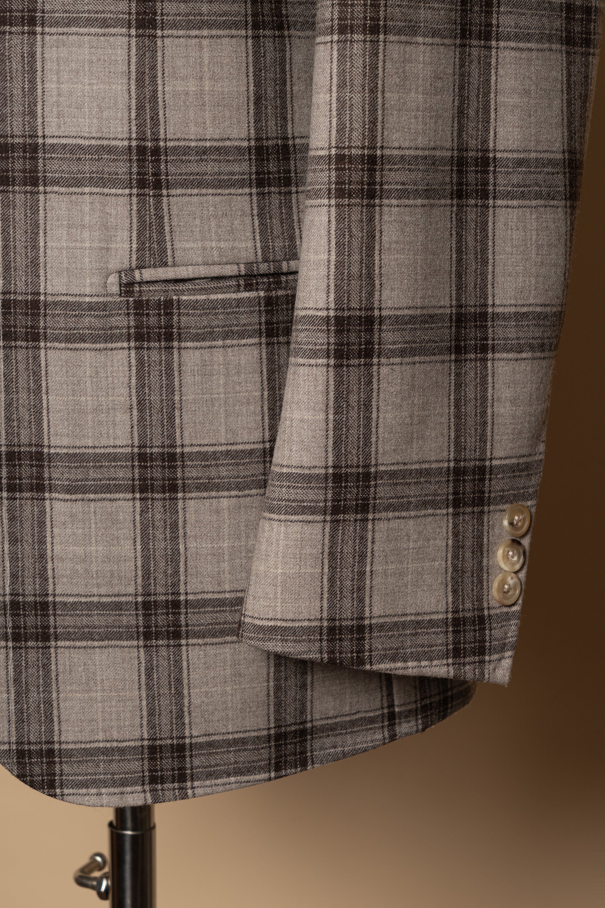 MTO Neutral Windowpane Wool Jacket #463