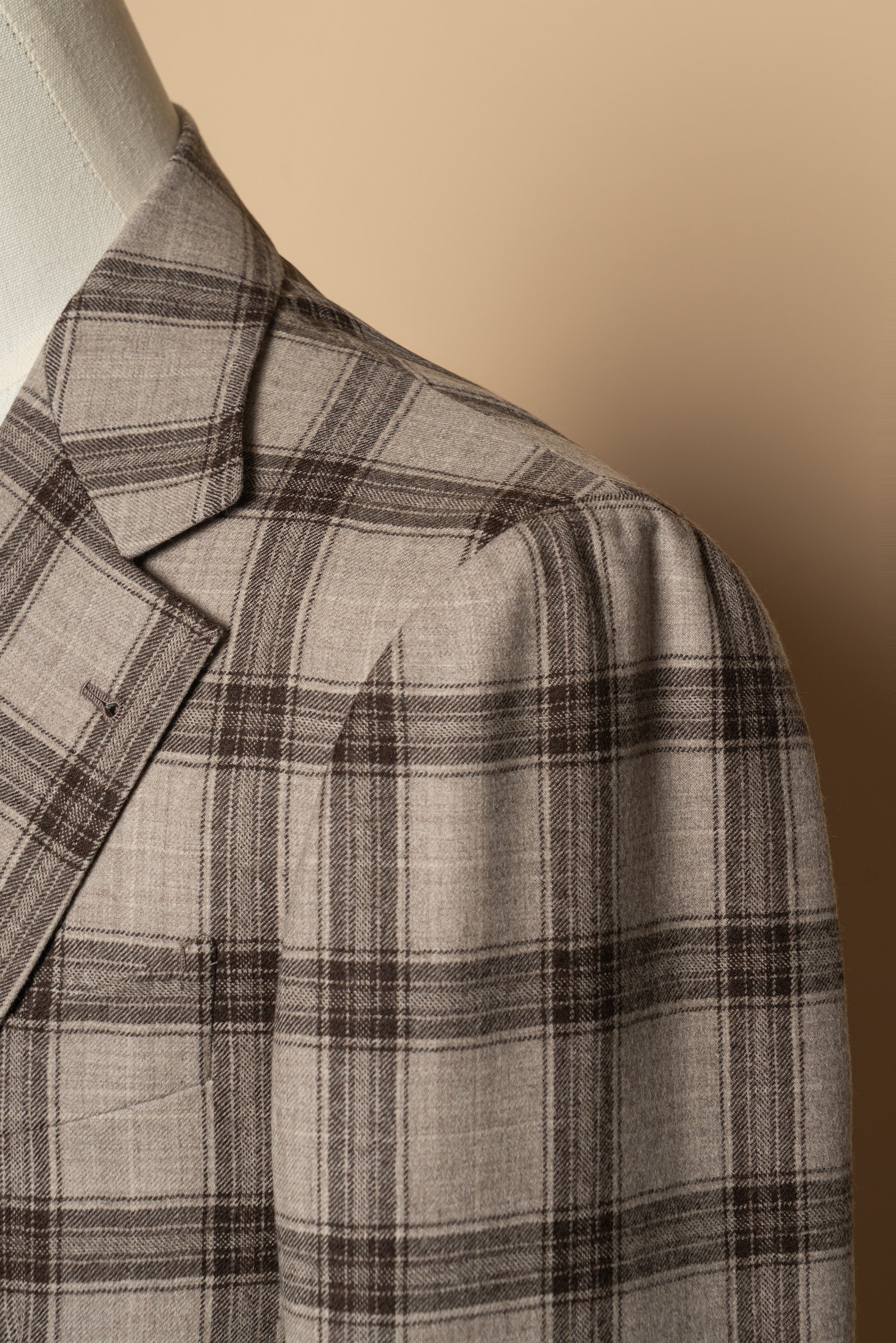 MTO Neutral Windowpane Wool Jacket #463