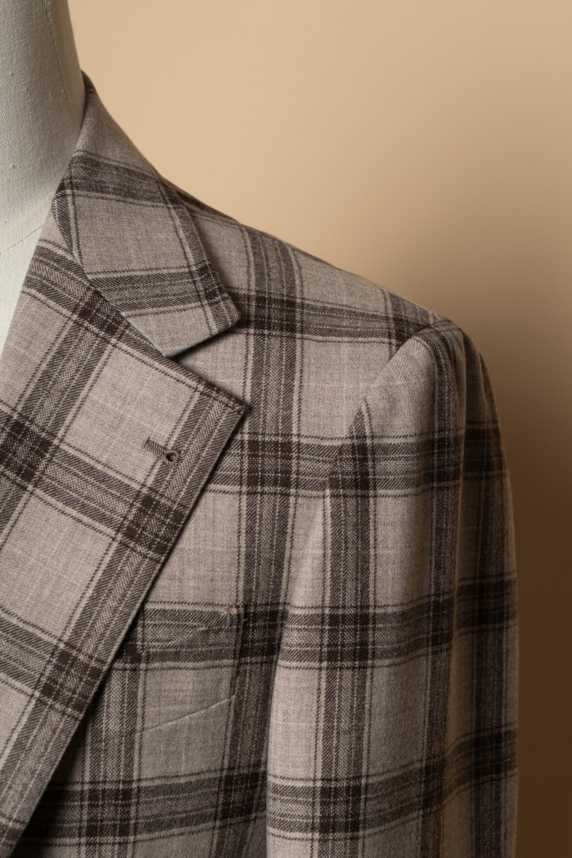 MTO Neutral Windowpane Wool Jacket #463