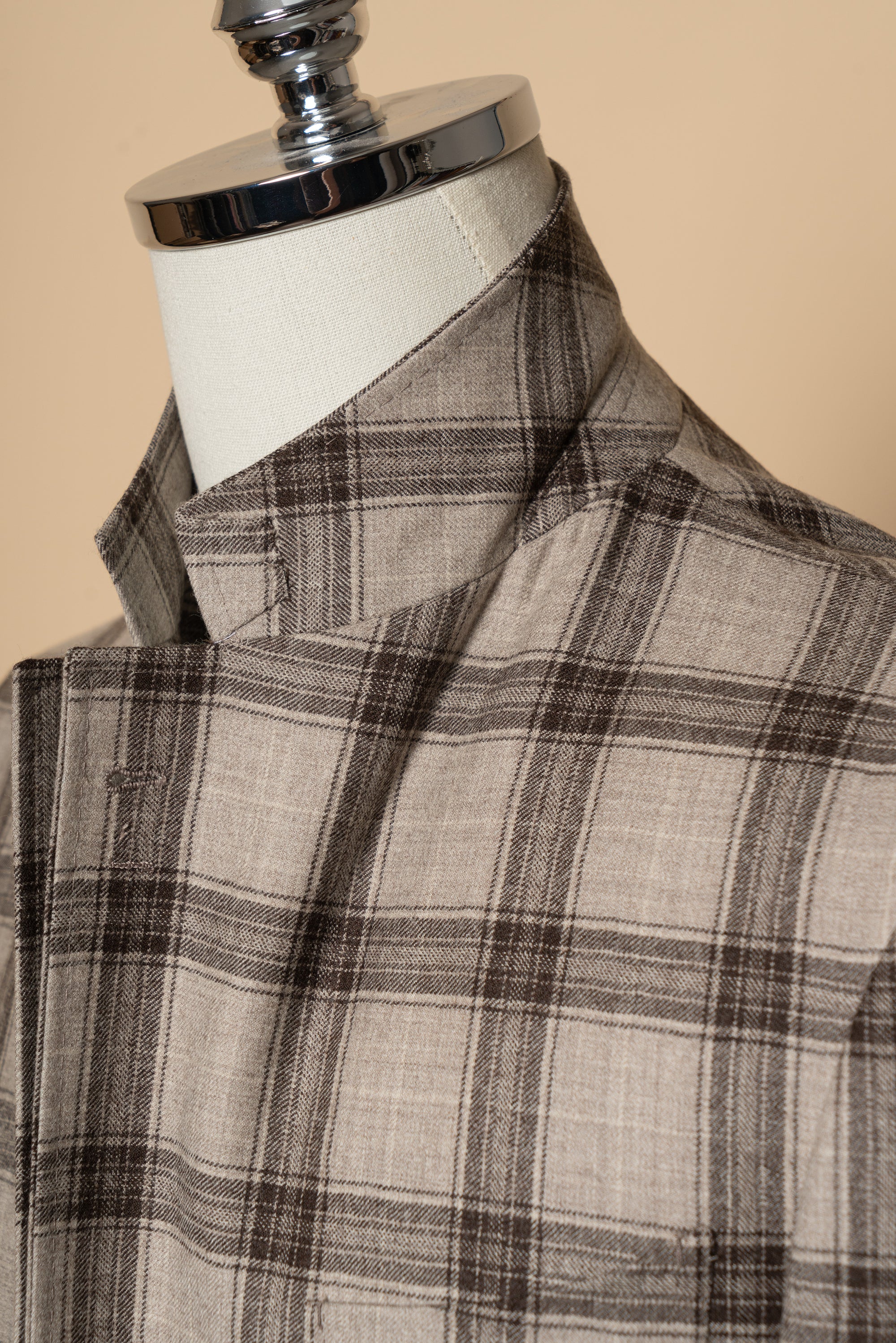 MTO Neutral Windowpane Wool Jacket #463