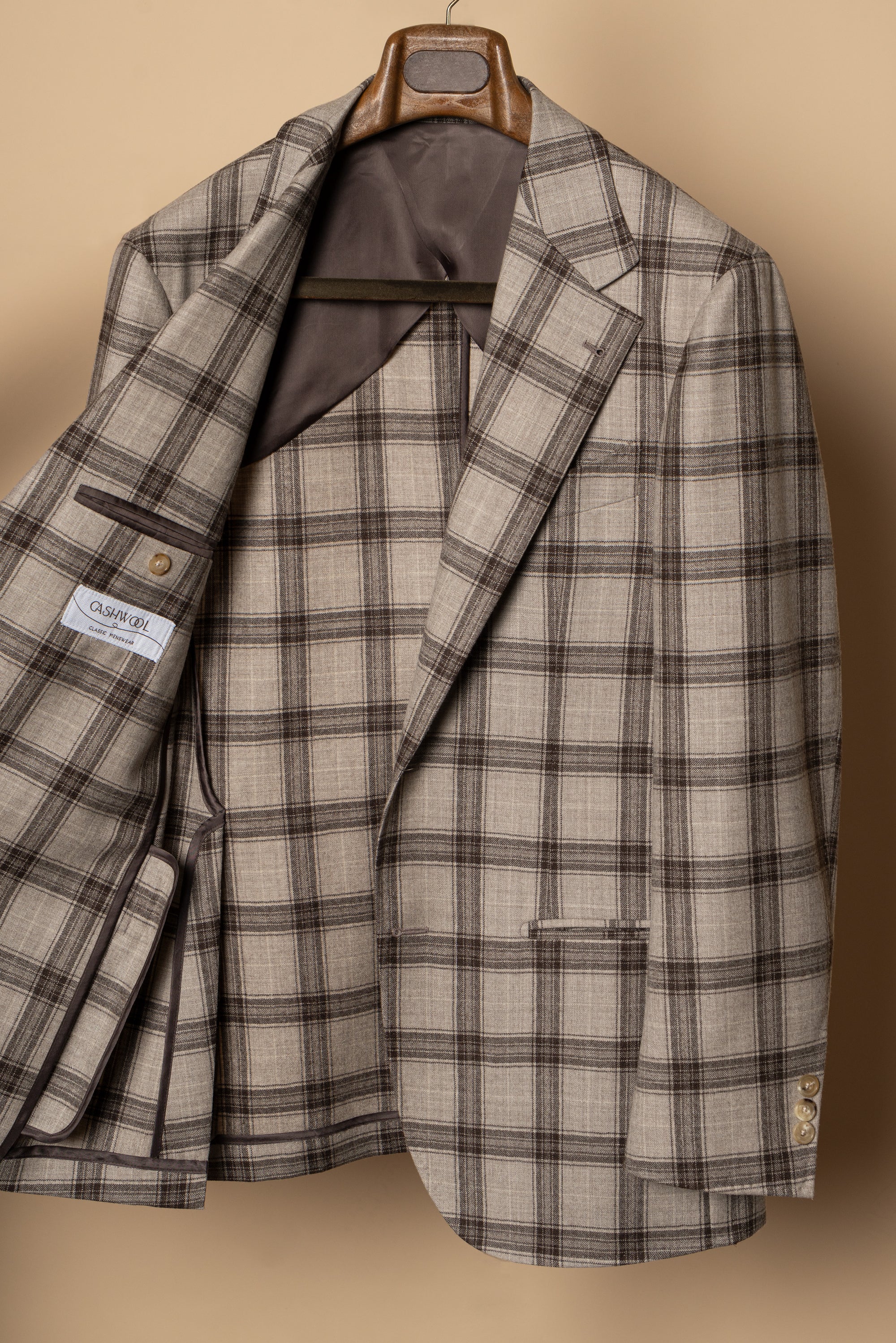 MTO Neutral Windowpane Wool Jacket #463