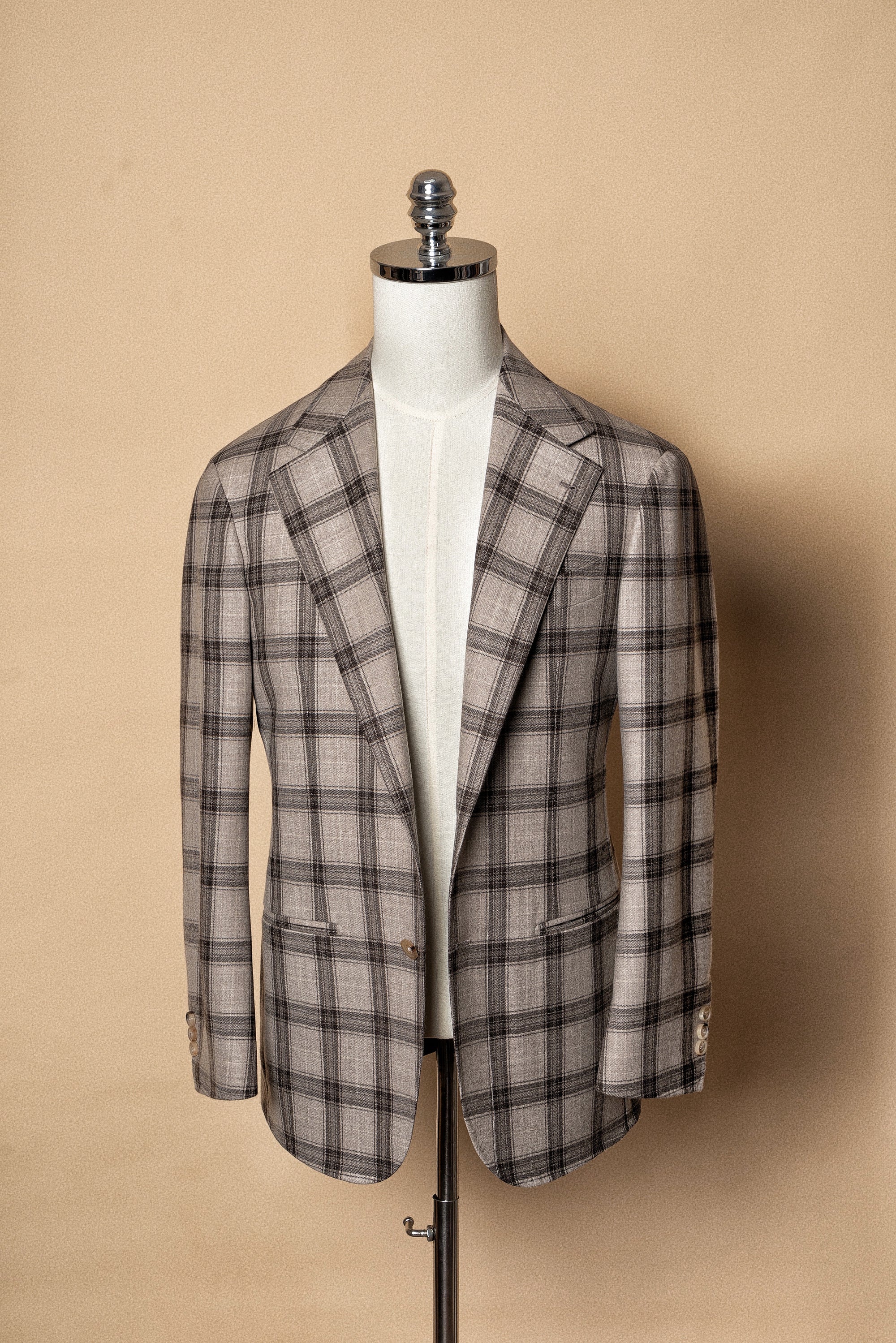 MTO Neutral Windowpane Wool Jacket #463