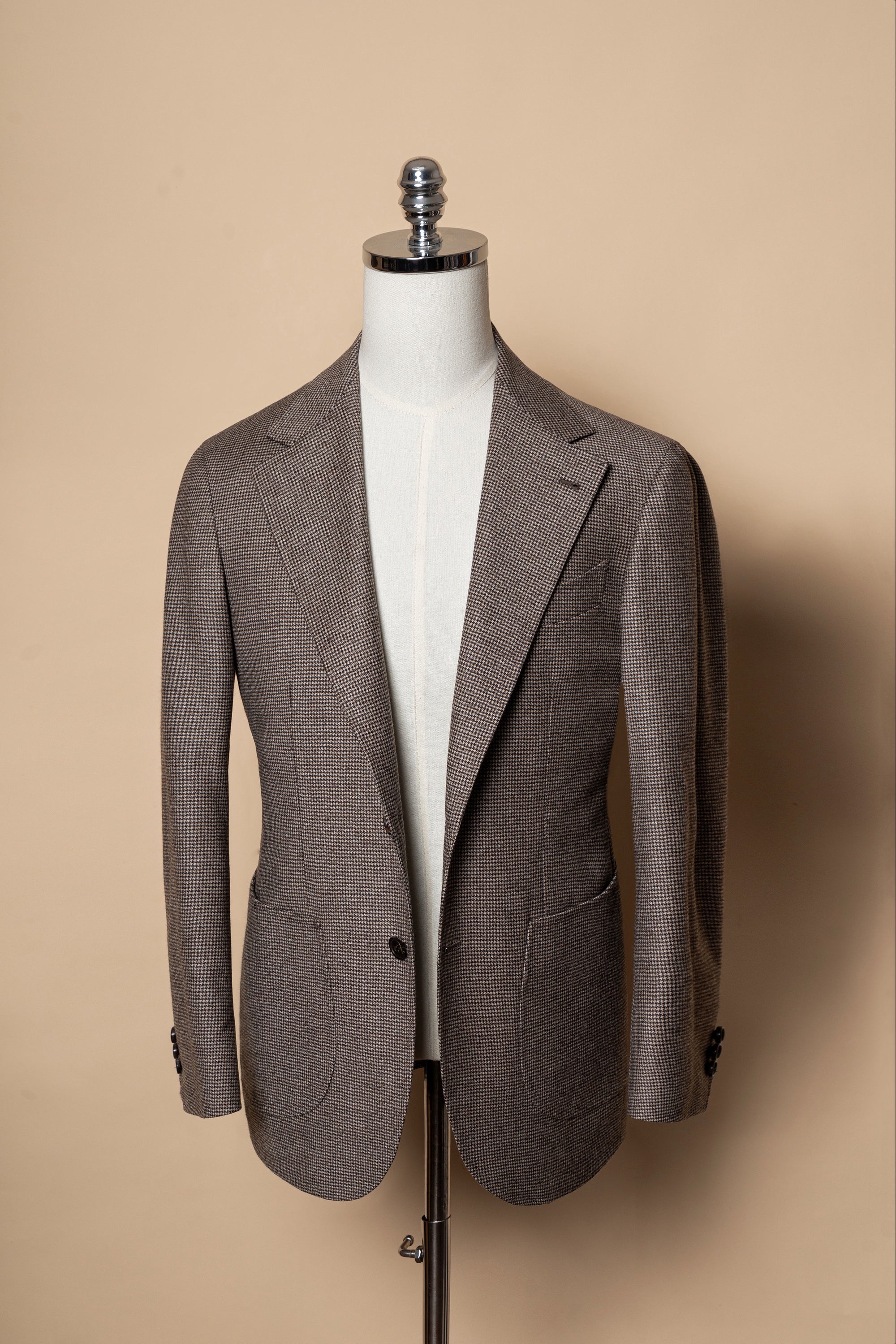 MTO Taupe Houndstooth Wool Cashmere Jacket