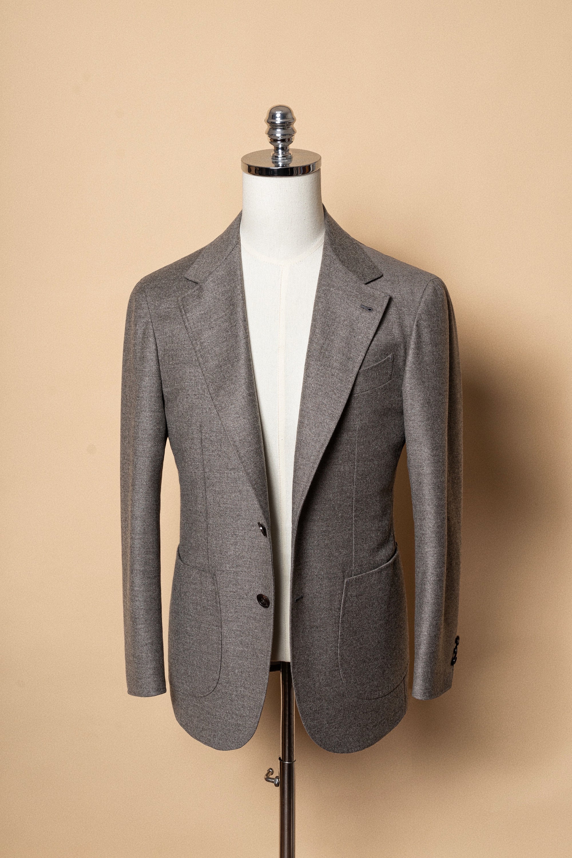 MTO Grey Camel Wool Cashmere Flannel Suit