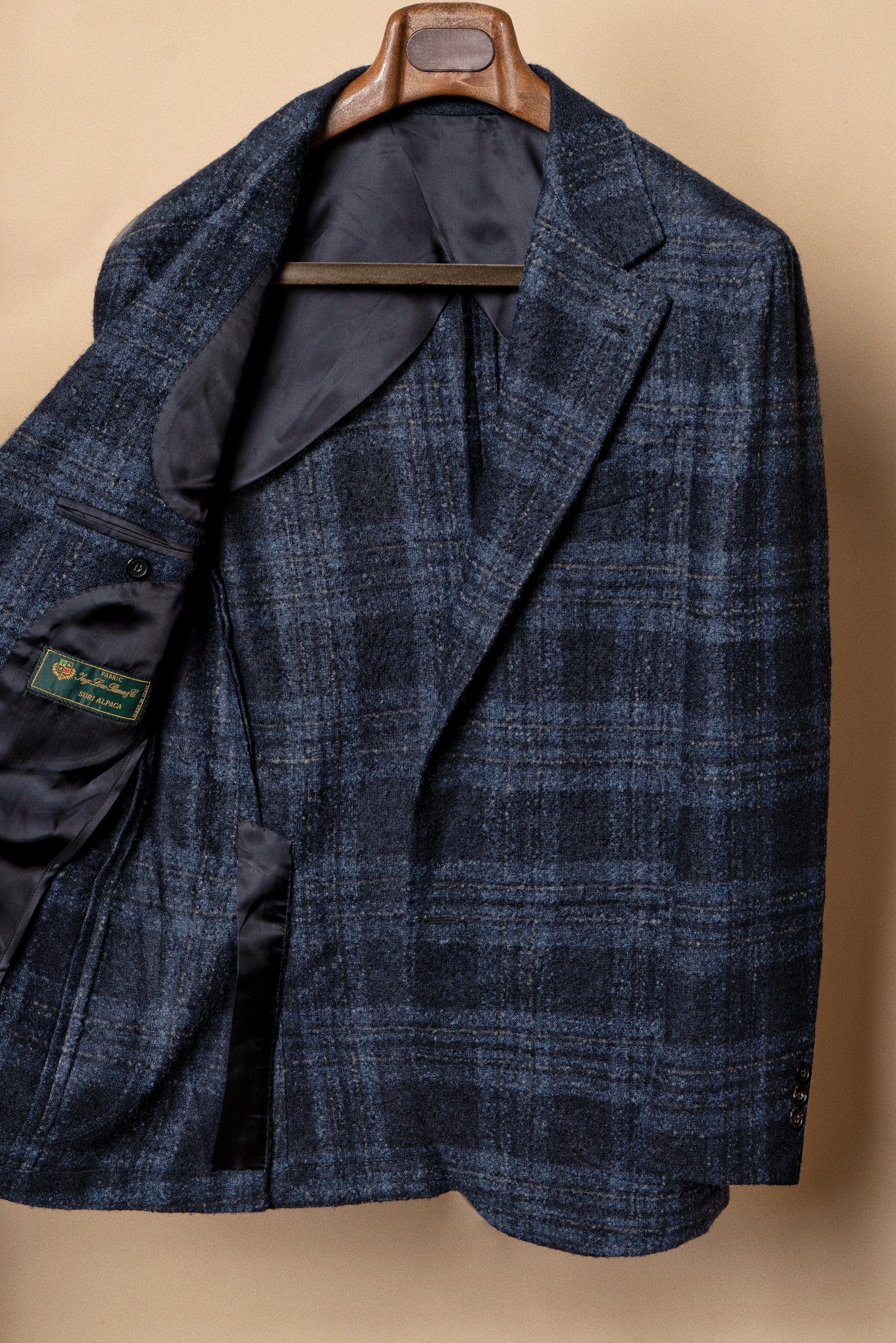 MTO Navy Plaid Camel Hair Wool Jacket