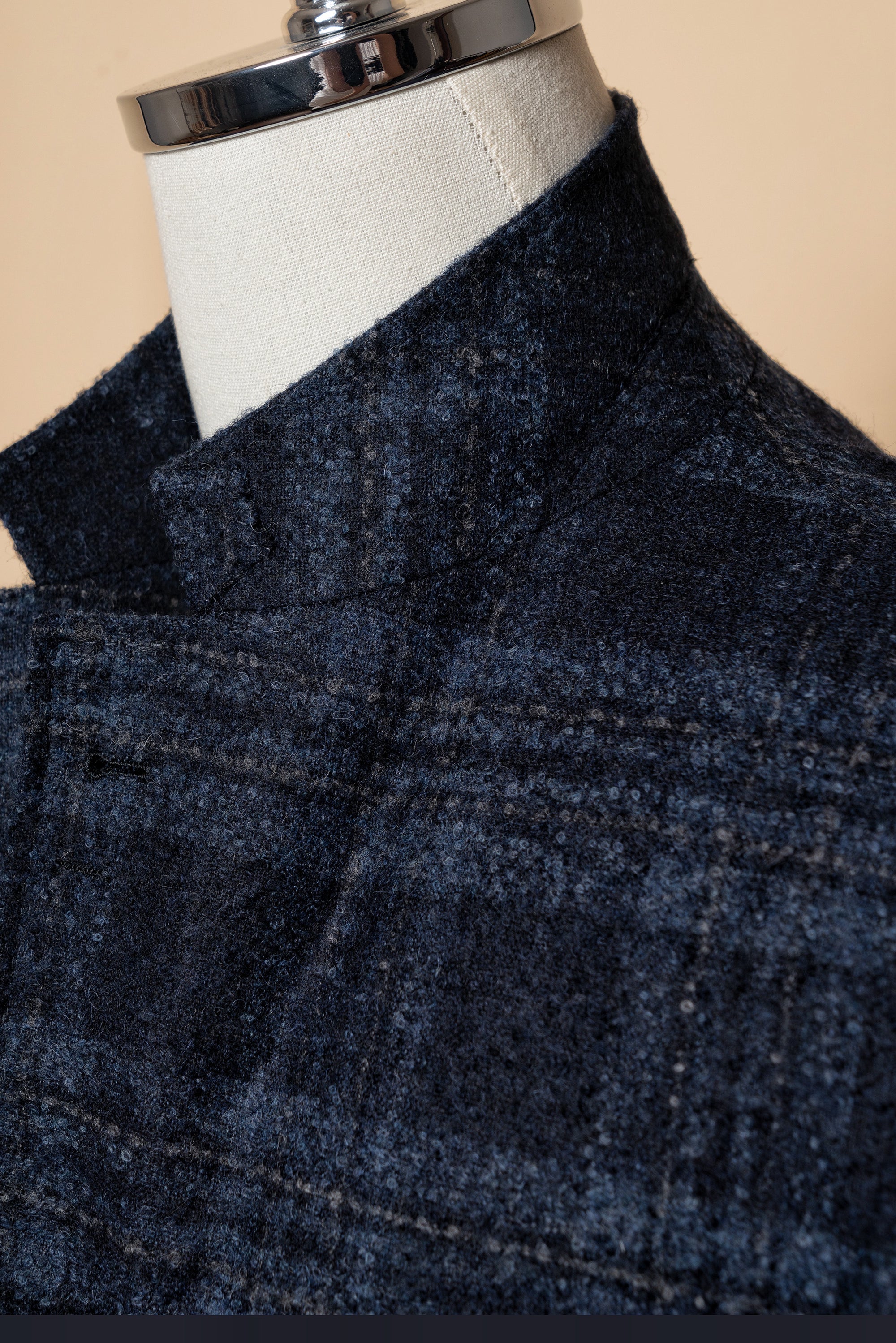 MTO Navy Plaid Camel Hair Wool Jacket
