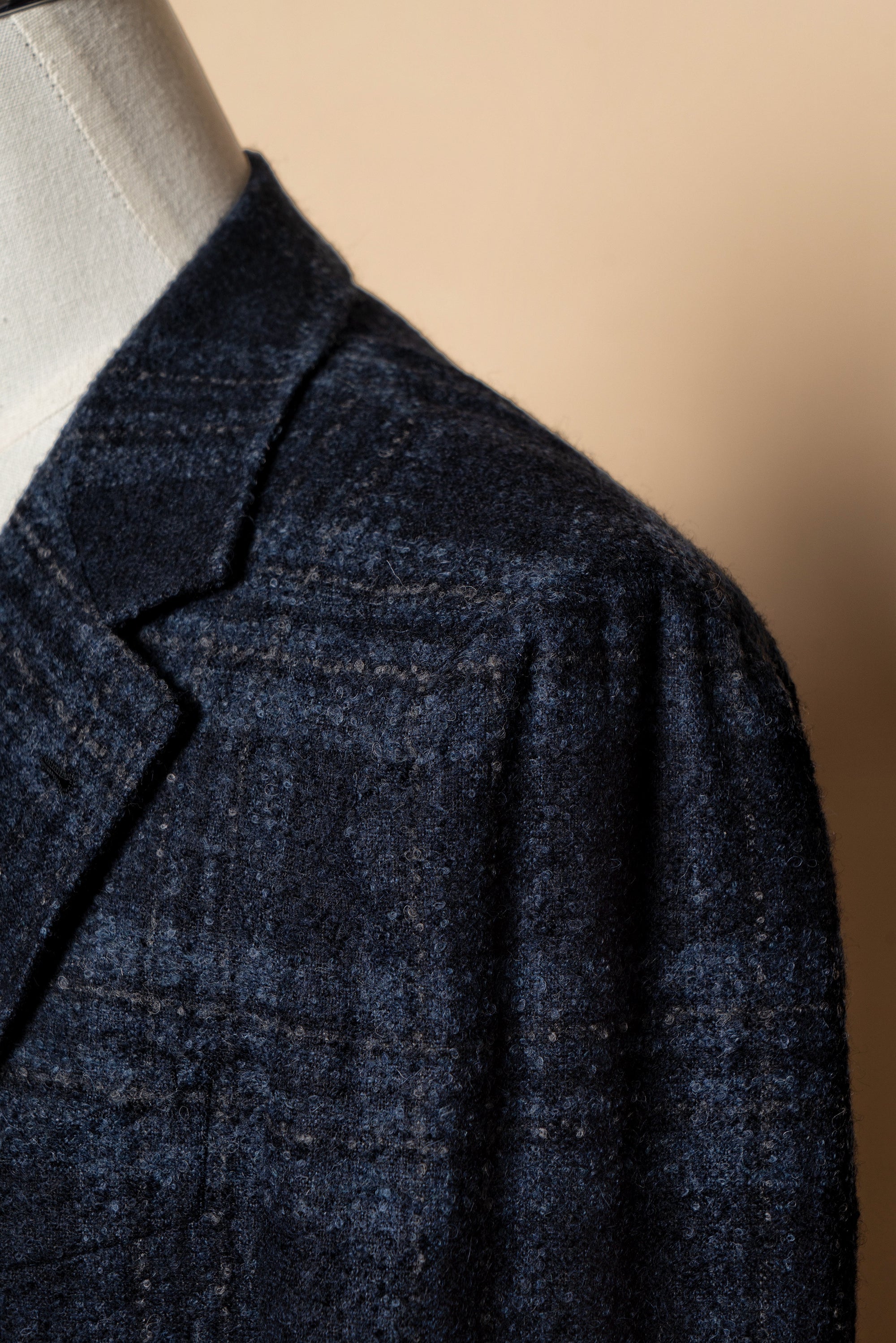 MTO Navy Plaid Camel Hair Wool Jacket
