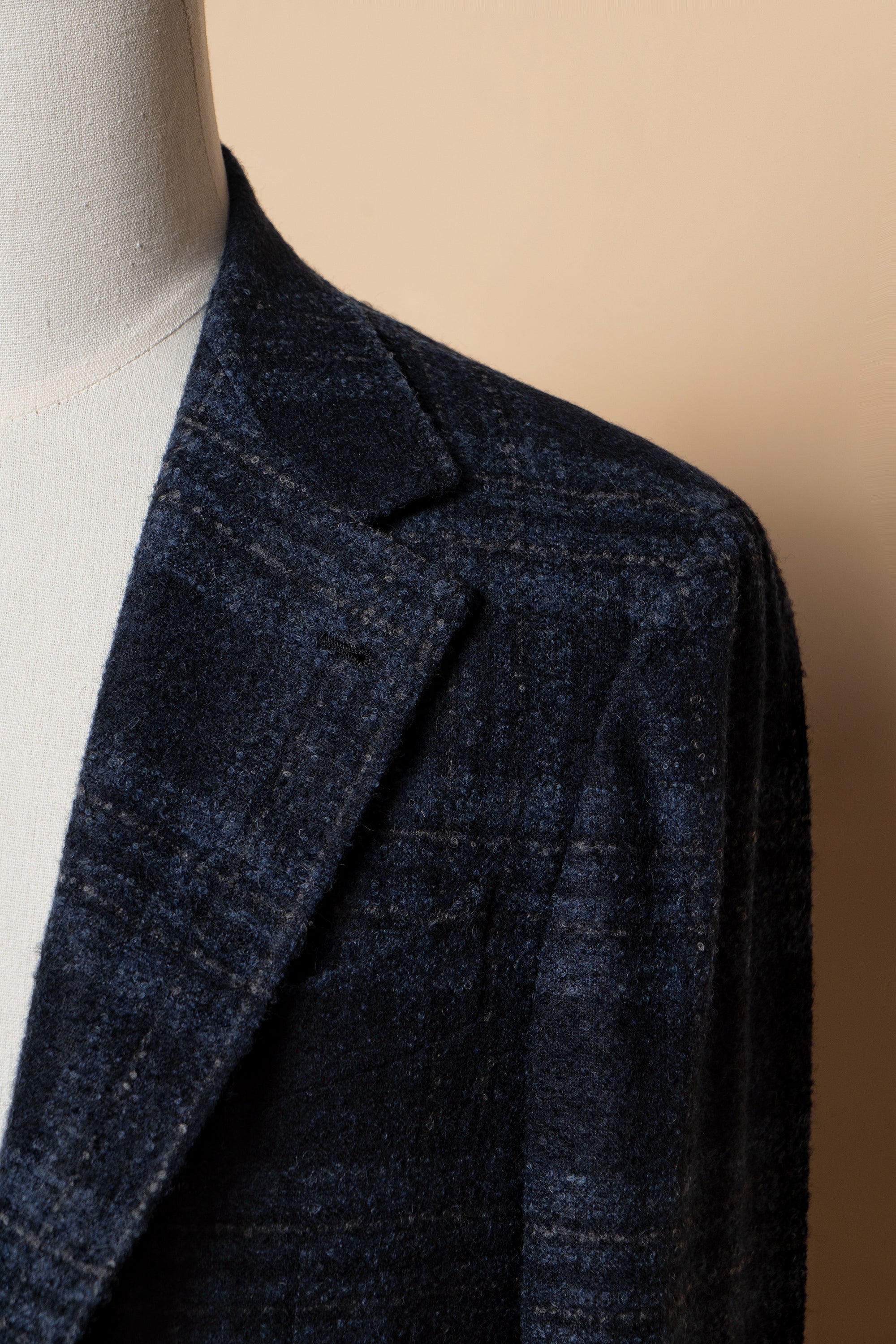 MTO Navy Plaid Camel Hair Wool Jacket