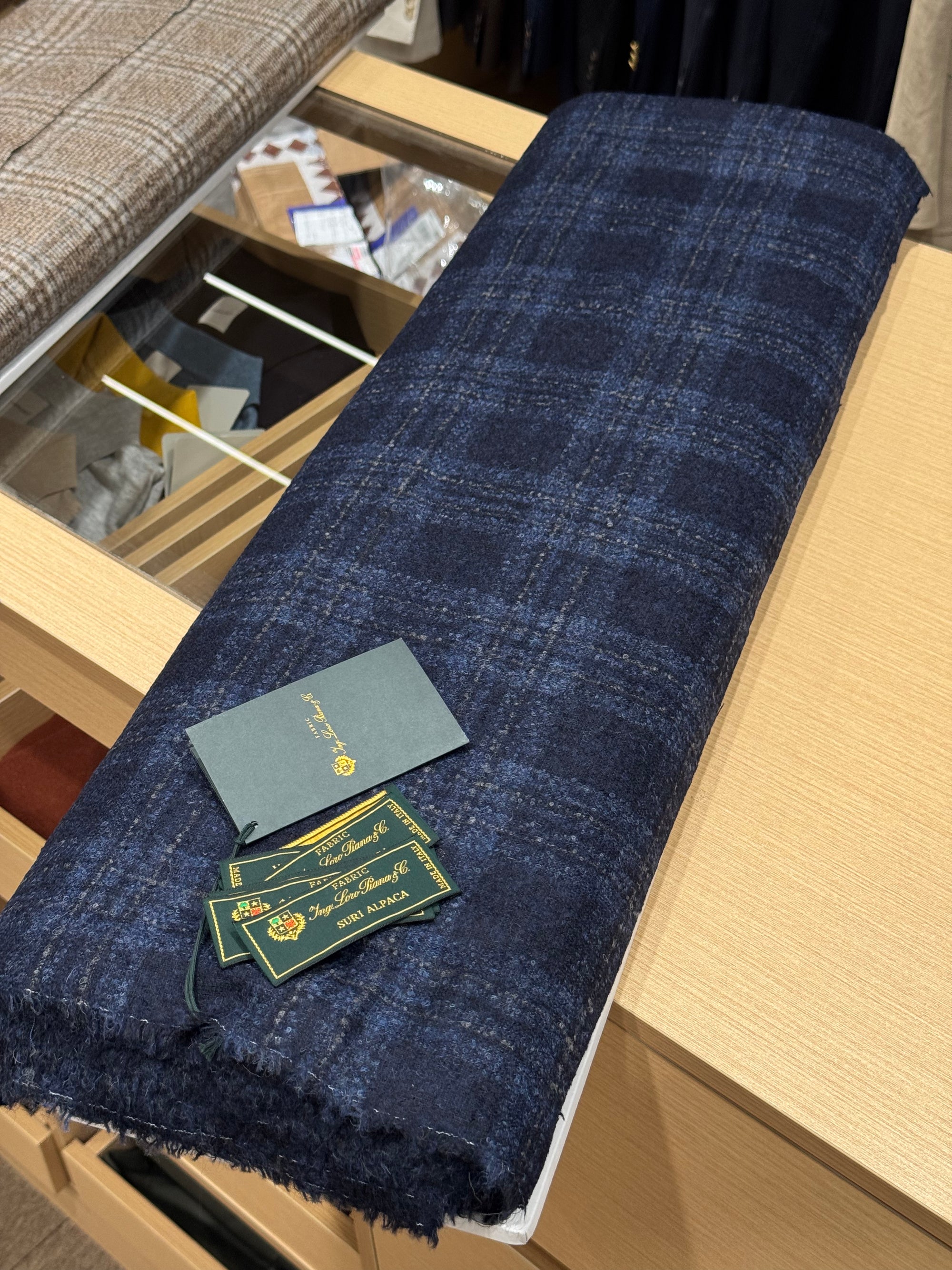 MTO Navy Plaid Camel Hair Wool Jacket