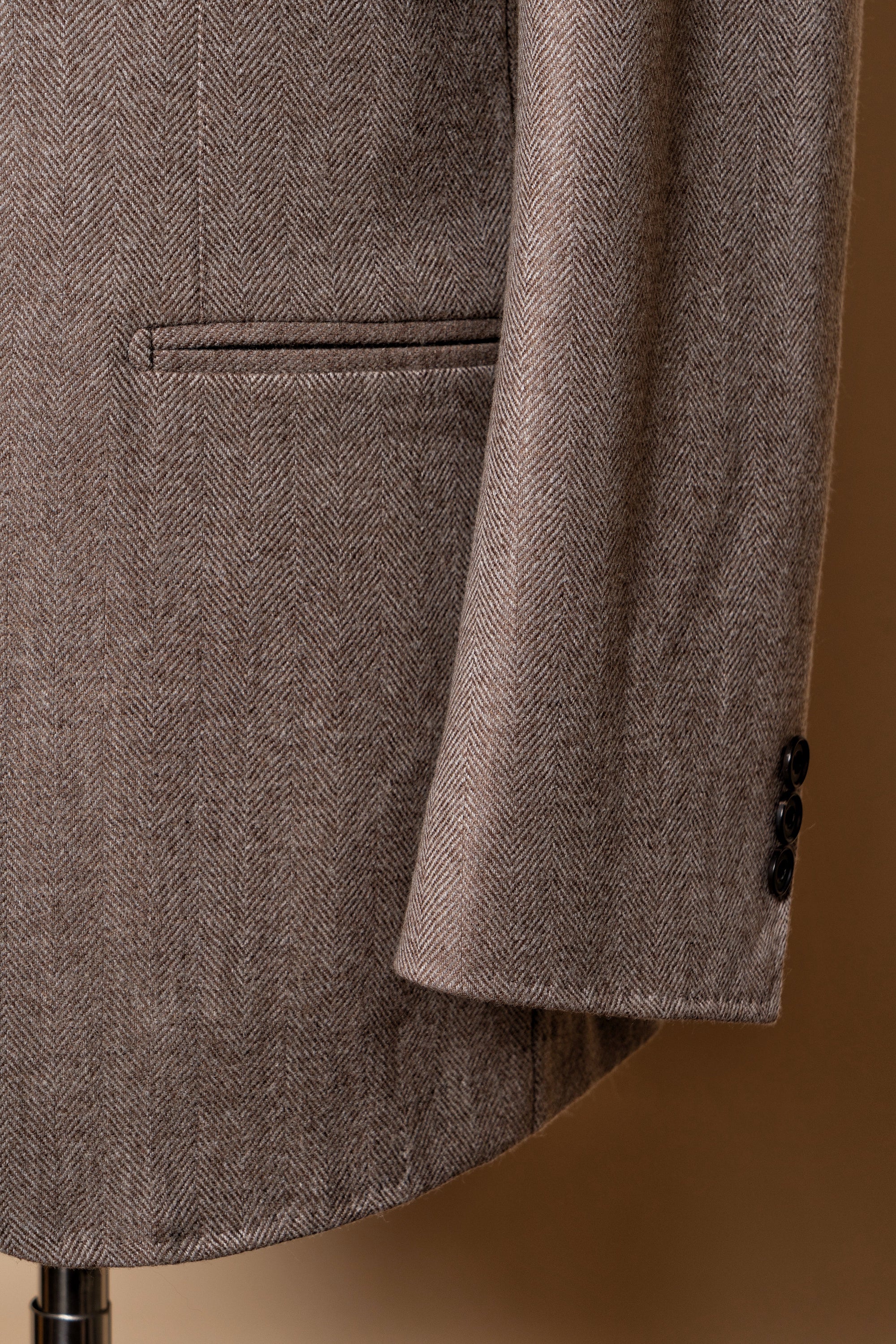 MTO Taupe Herringbone Wool Cashmere Jacket