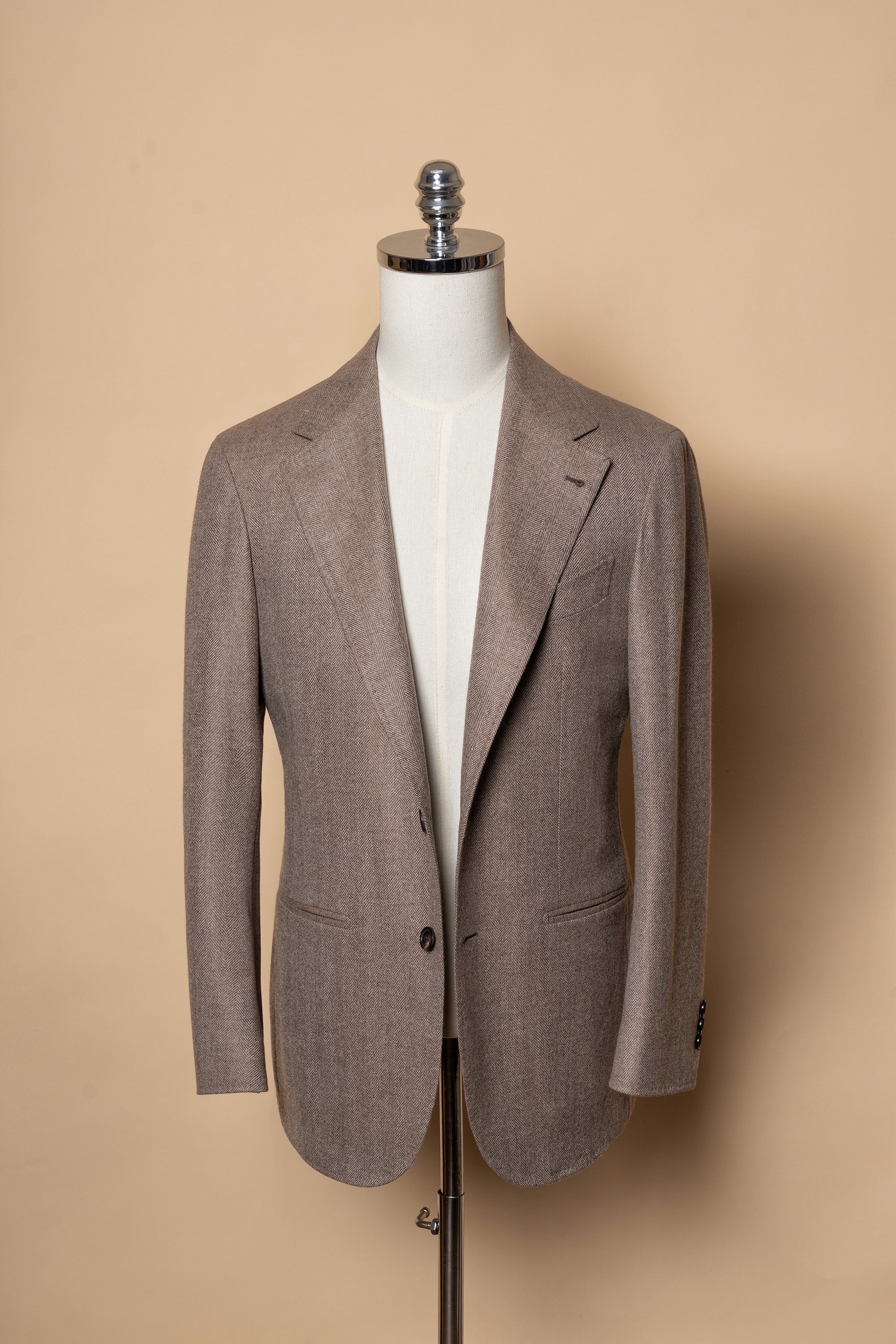 MTO Taupe Herringbone Wool Cashmere Jacket