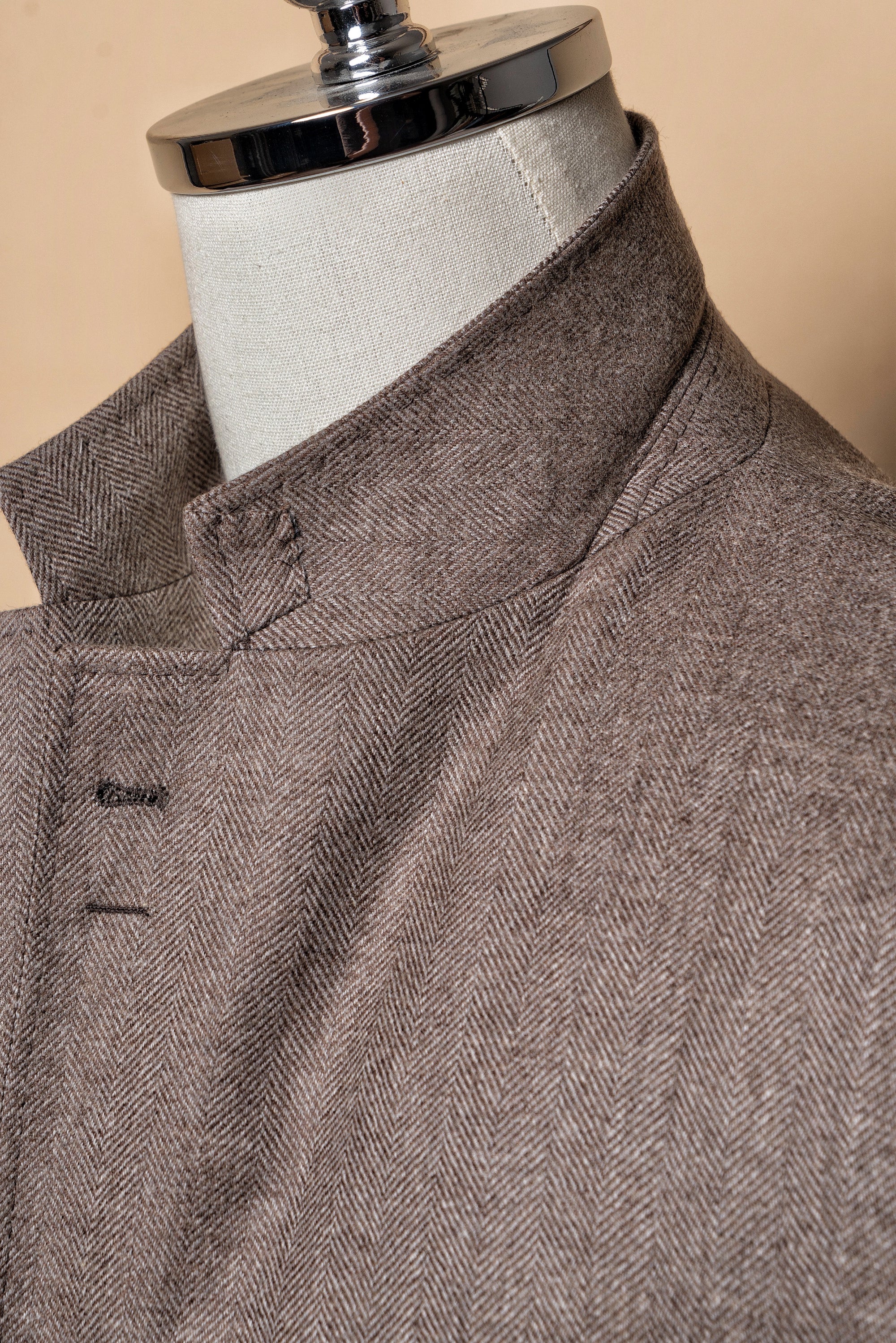 MTO Taupe Herringbone Wool Cashmere Jacket