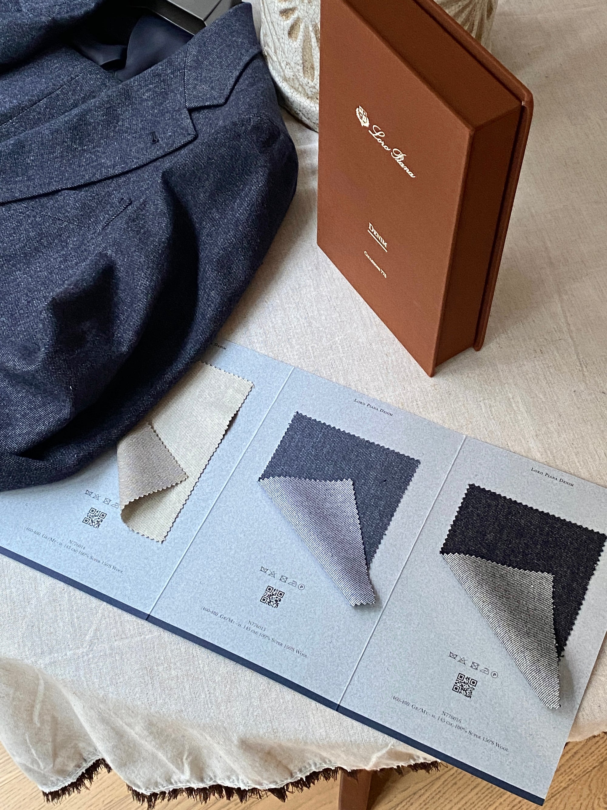 MTO Navy Denim 150s Wool Flannel Suit