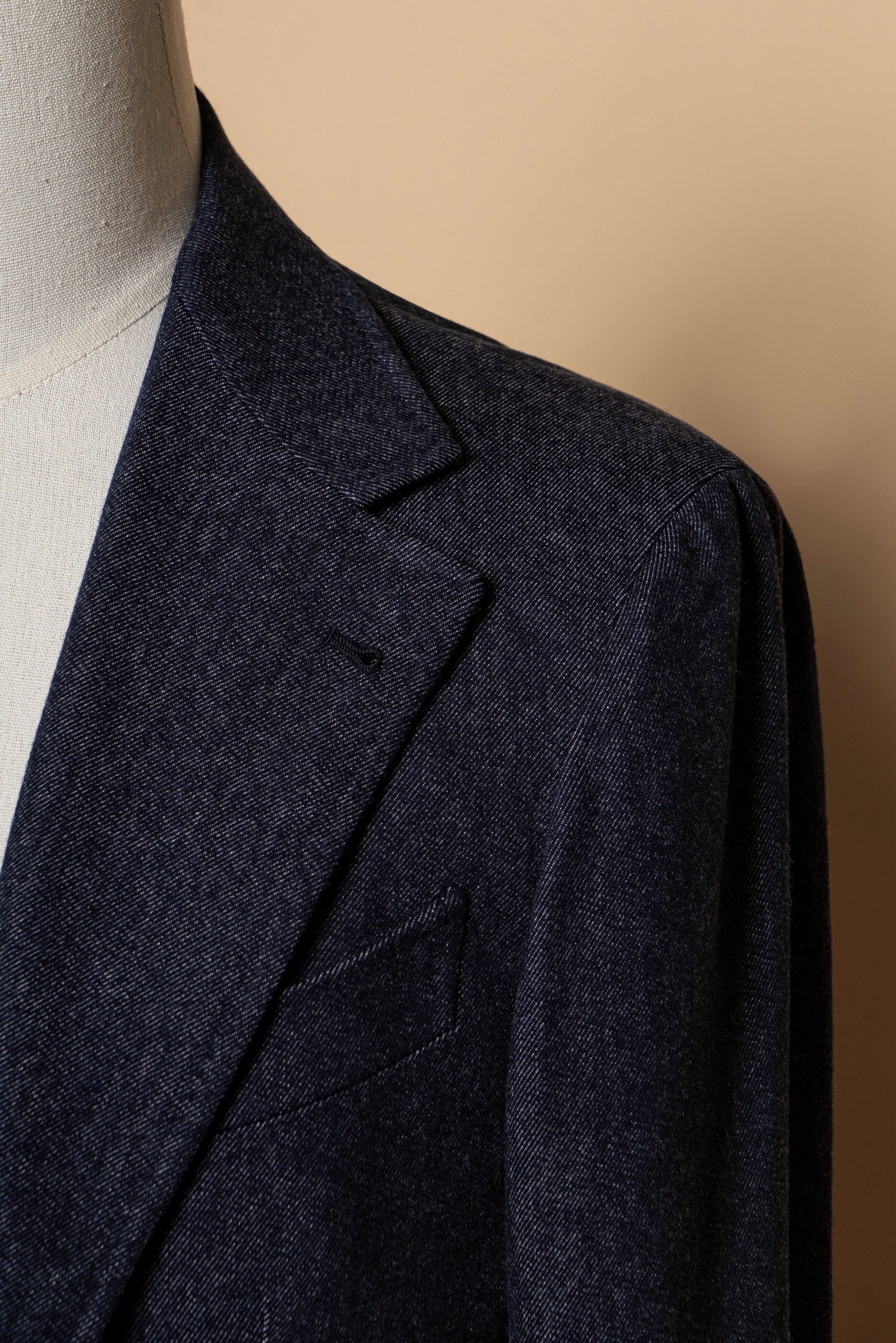 MTO Navy Denim 150s Wool Flannel Suit
